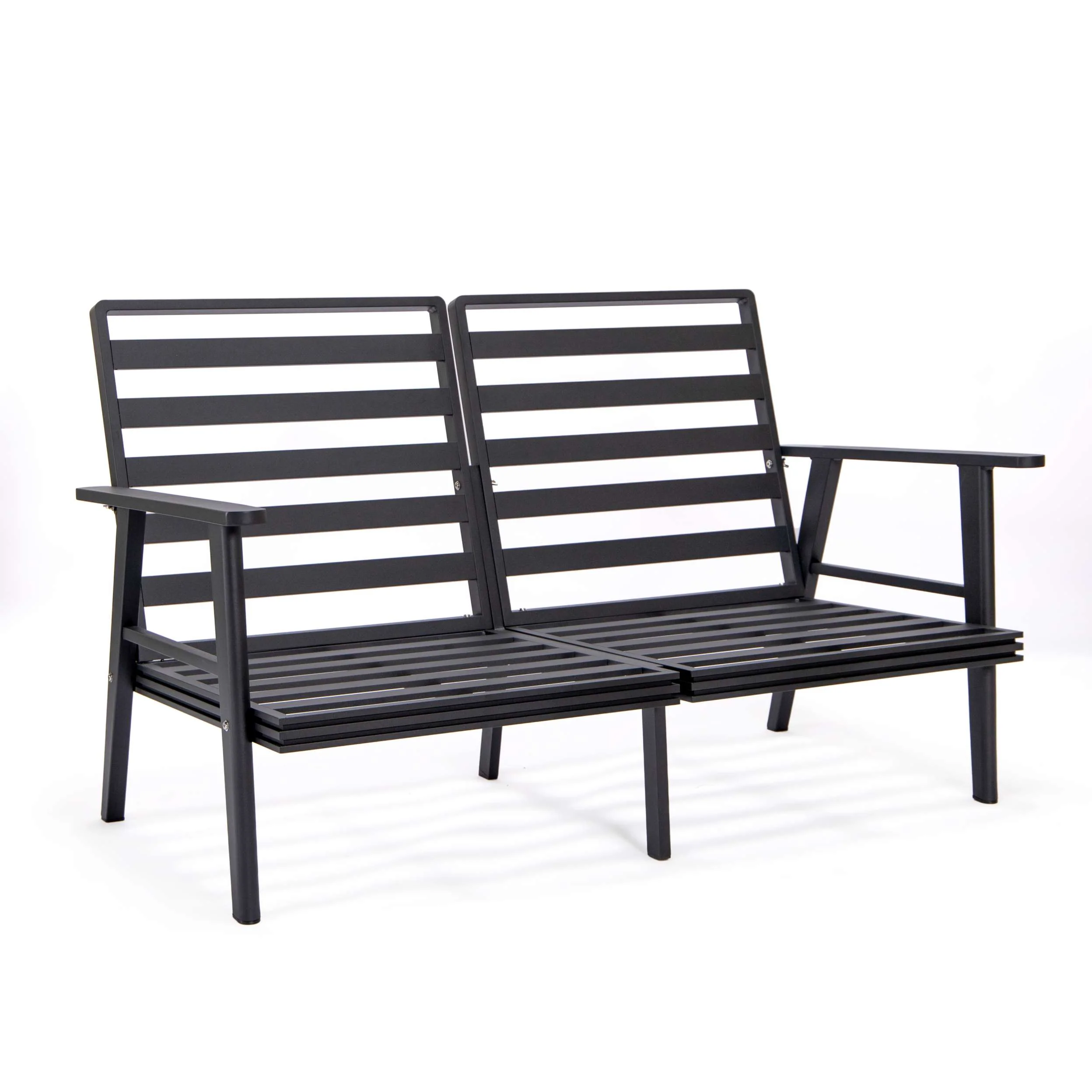LeisureMod Walbrooke Modern Black Patio Conversation With Square Fire Pit With Slats Design & Tank Holder - Image 60