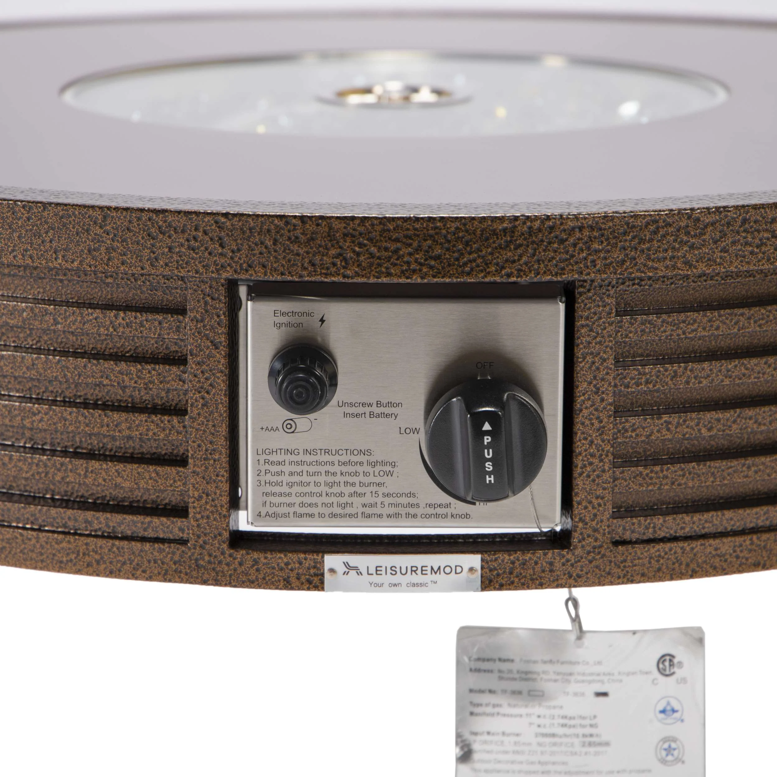 LeisureMod Walbrooke Modern Brown Patio Conversation With Round Fire Pit & Tank Holder - Image 103