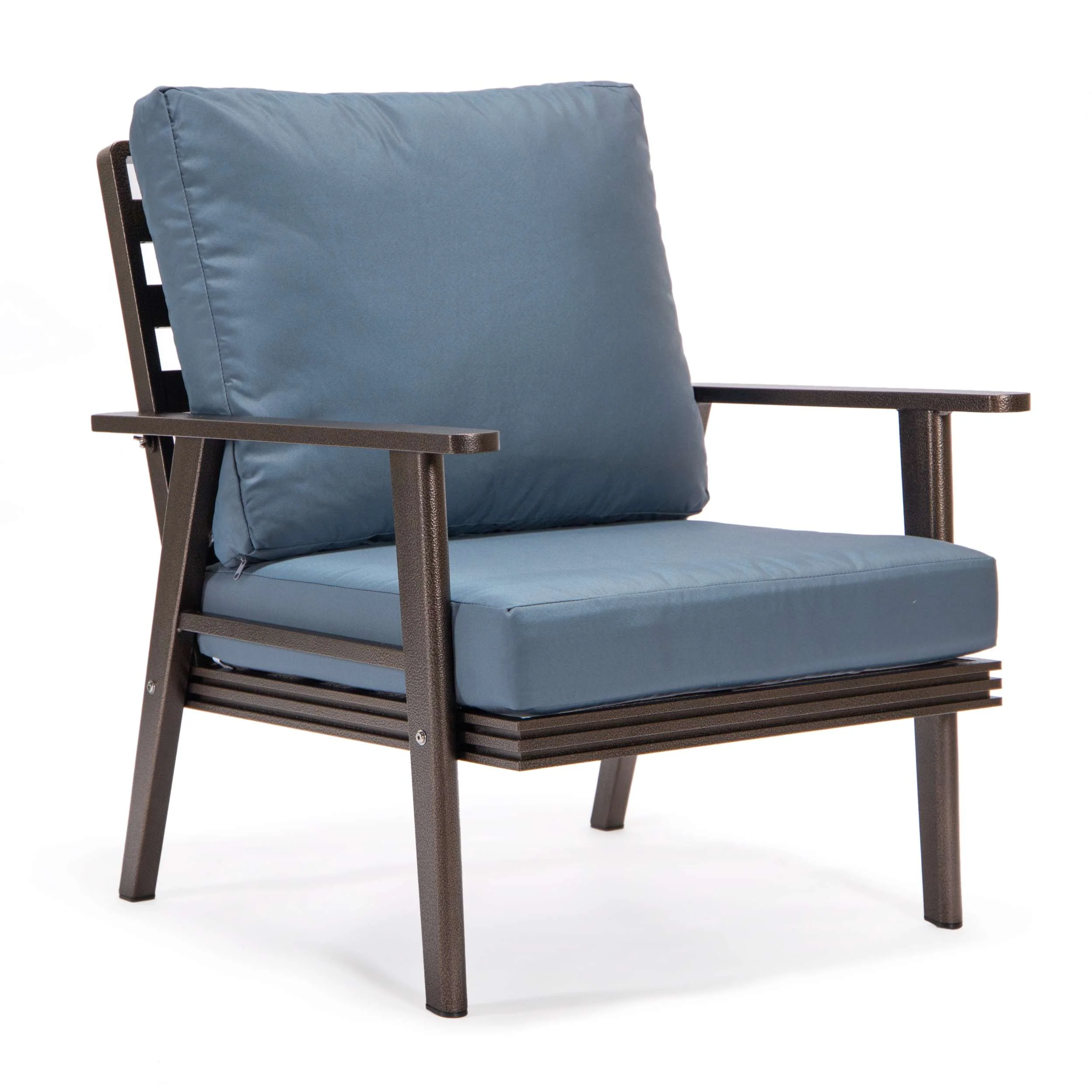 LeisureMod Walbrooke Modern Brown Patio Conversation With Round Fire Pit With Slats Design & Tank Holder - Image 18