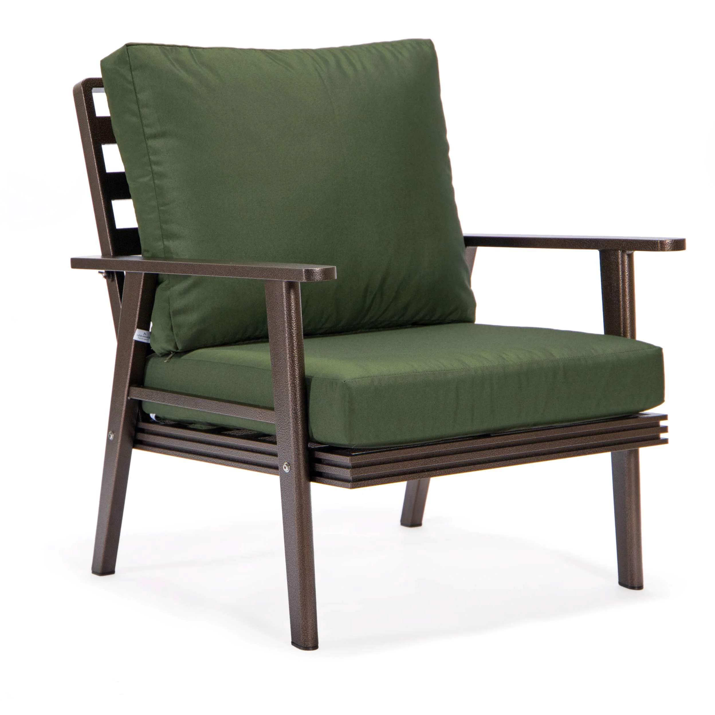 LeisureMod Walbrooke Modern Brown Patio Conversation With Round Fire Pit With Slats Design & Tank Holder - Image 26