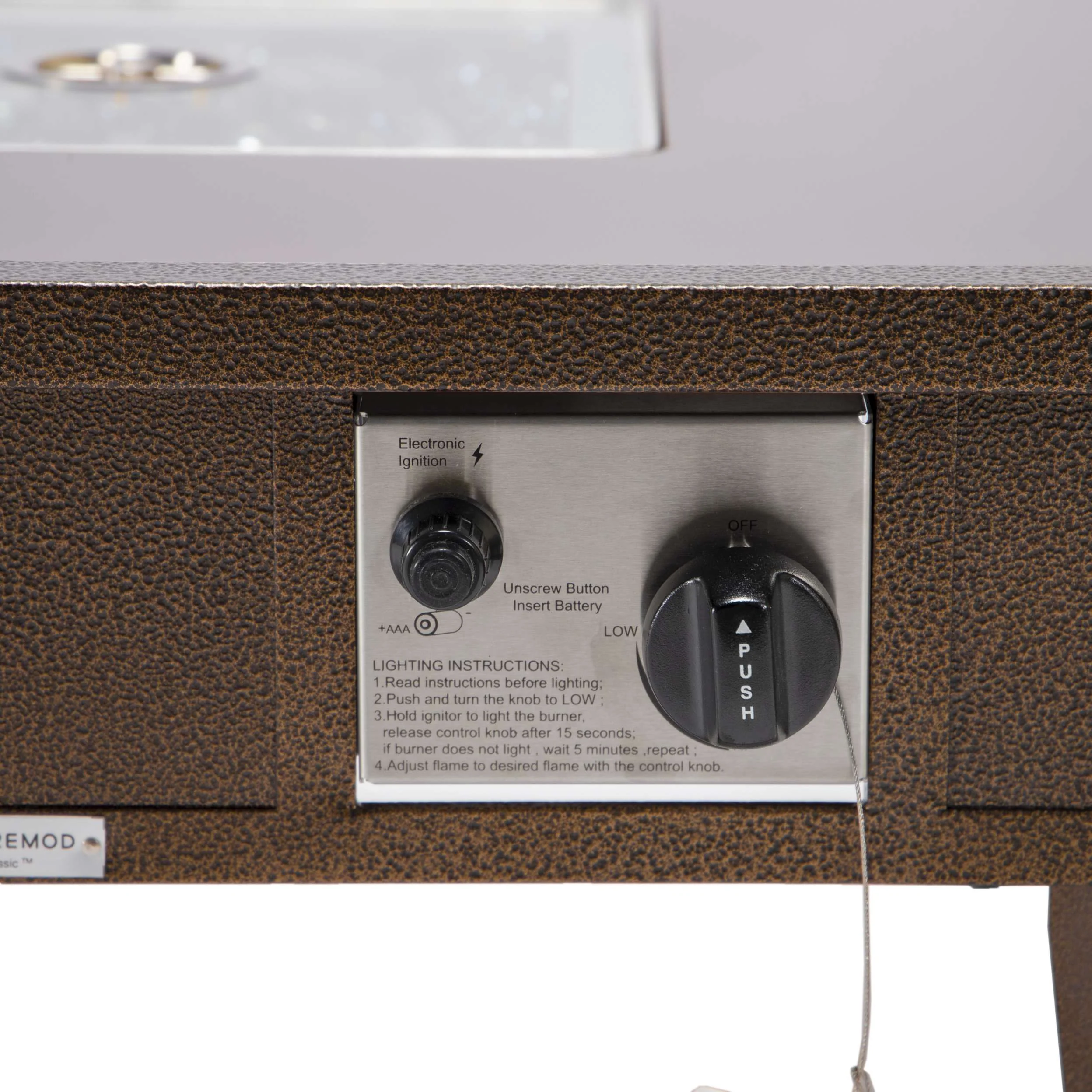 LeisureMod Walbrooke Modern Brown Patio Conversation With Square Fire Pit & Tank Holder - Image 36
