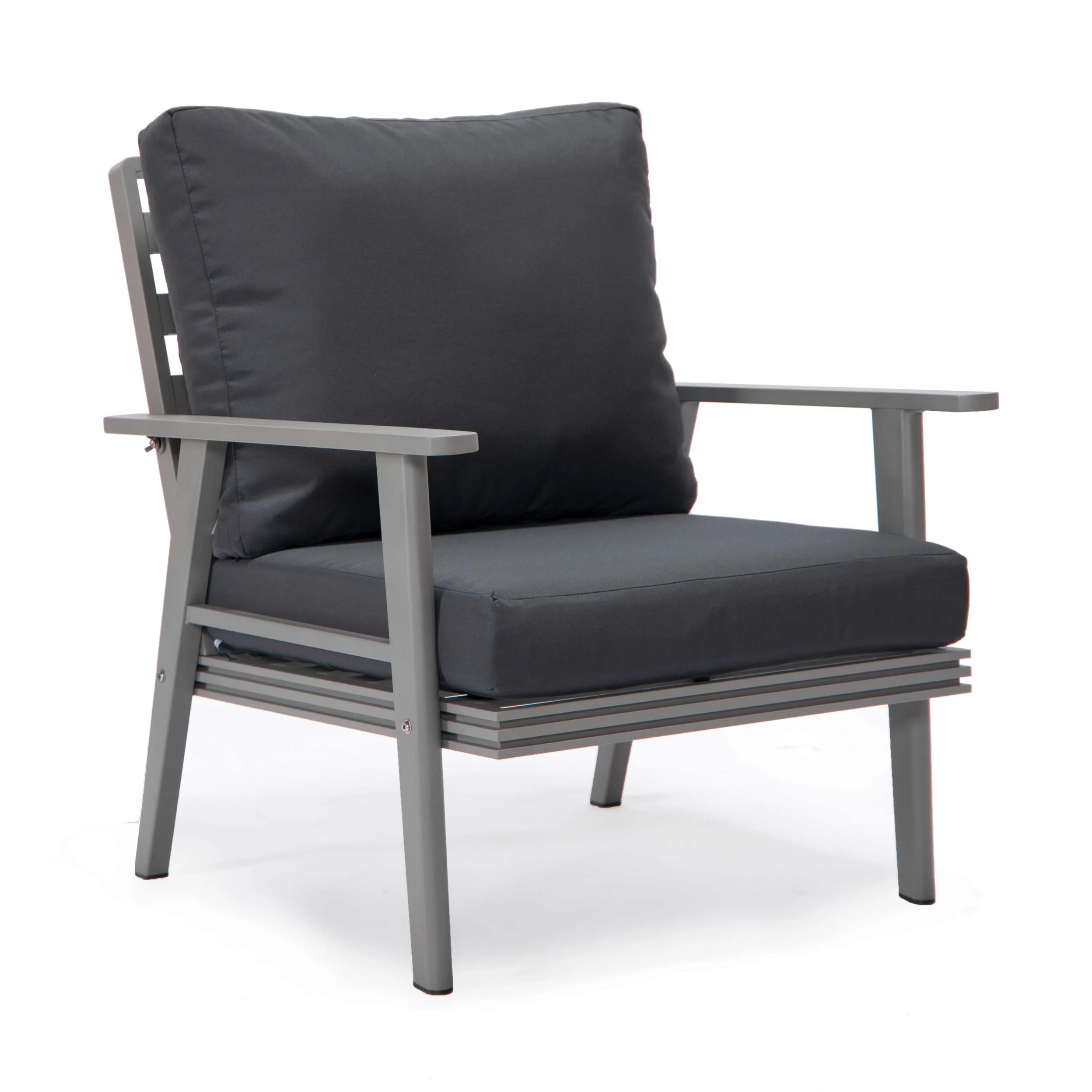 LeisureMod Walbrooke Modern Grey Patio Conversation With Round Fire Pit & Tank Holder - Image 4