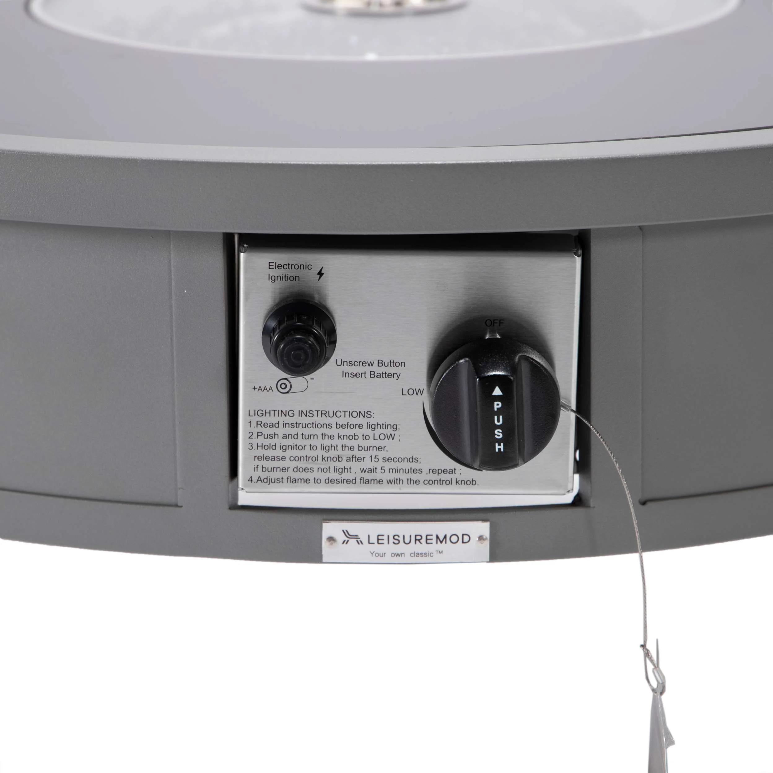 LeisureMod Walbrooke Modern Grey Patio Conversation With Round Fire Pit & Tank Holder - Image 7