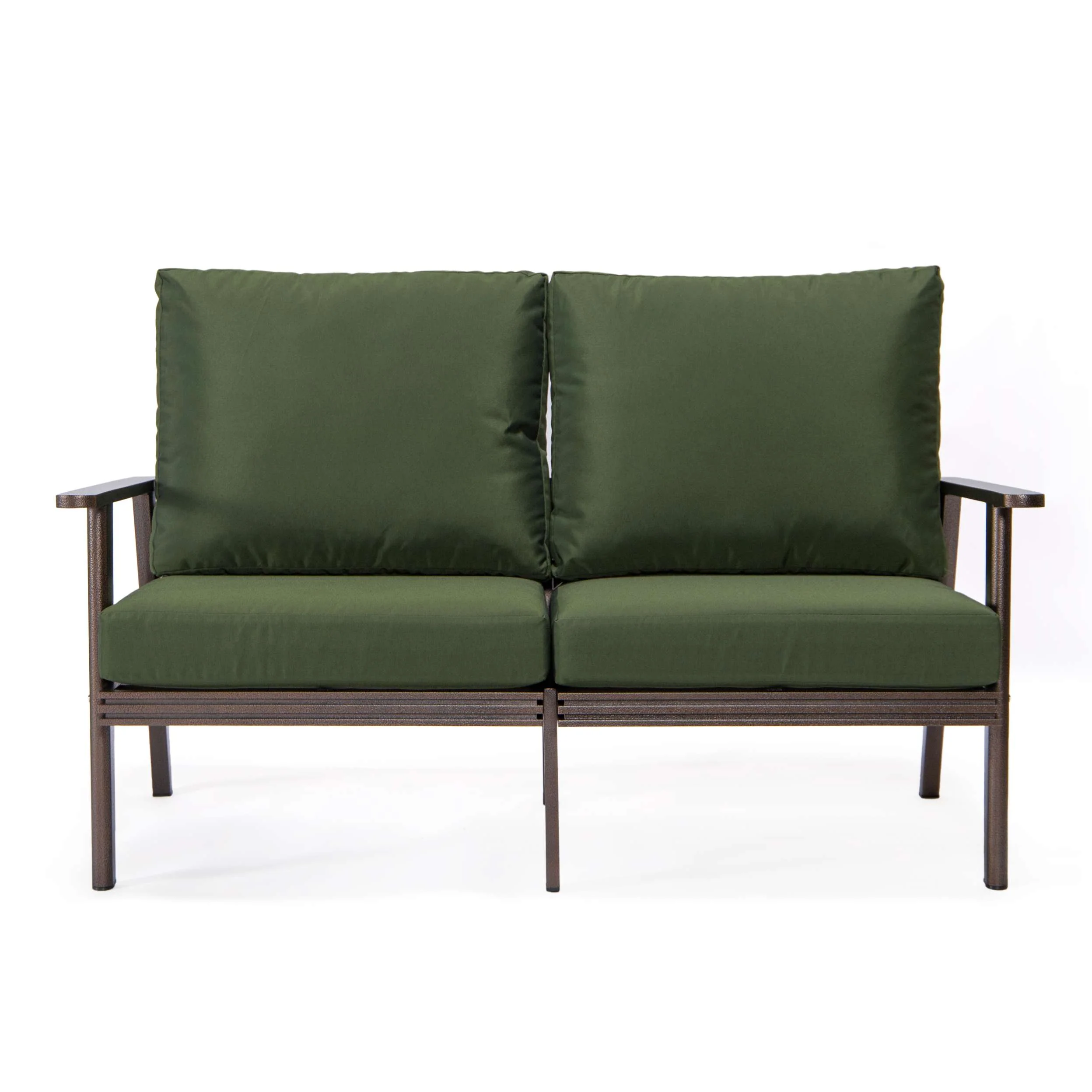 Leisuremod Walbrooke Modern Outdoor Patio Loveseat with Brown Aluminum Frame and Removable Cushions For Patio and Backyard Garden - Image 30