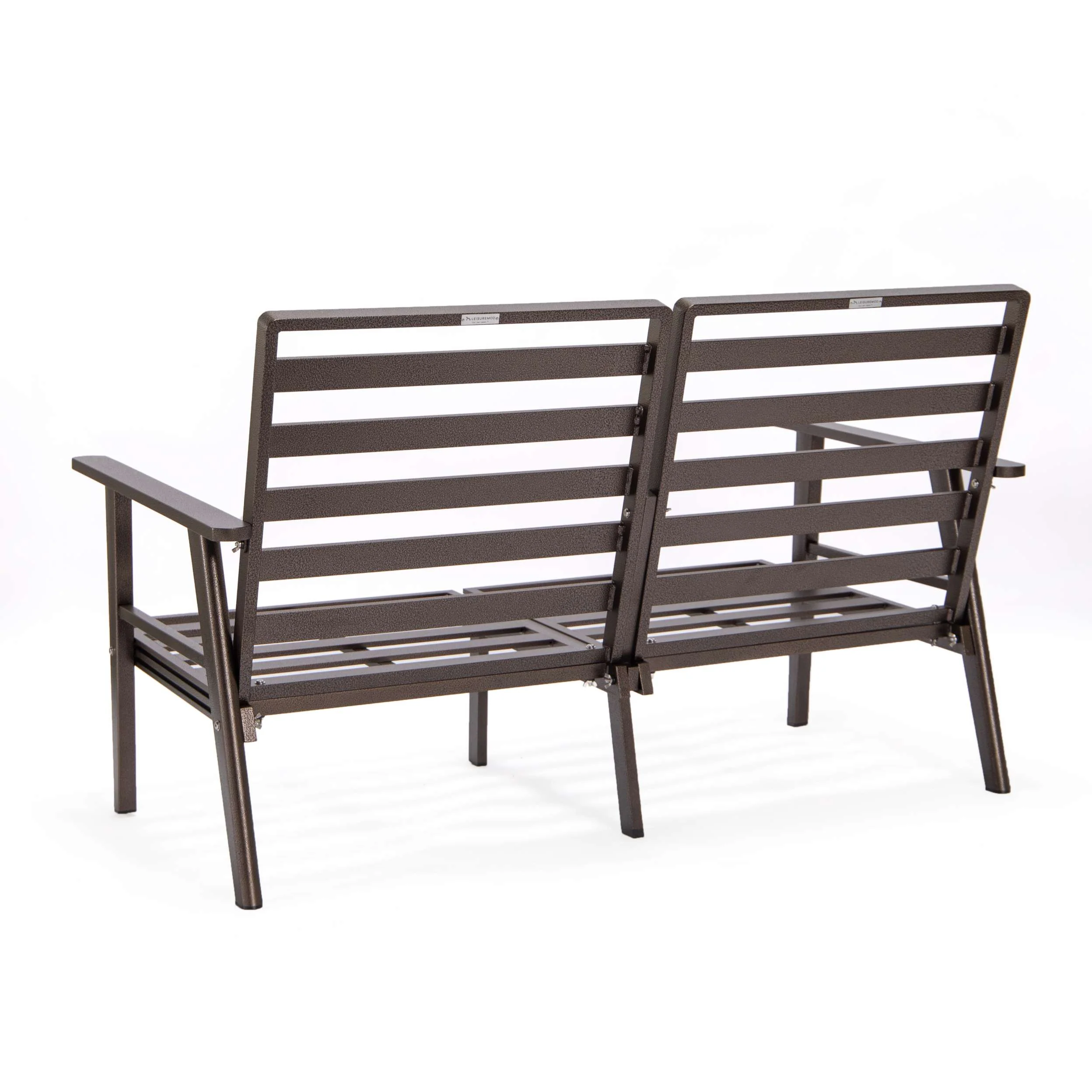 Leisuremod Walbrooke Modern Outdoor Patio Loveseat with Brown Aluminum Frame and Removable Cushions For Patio and Backyard Garden - Image 41