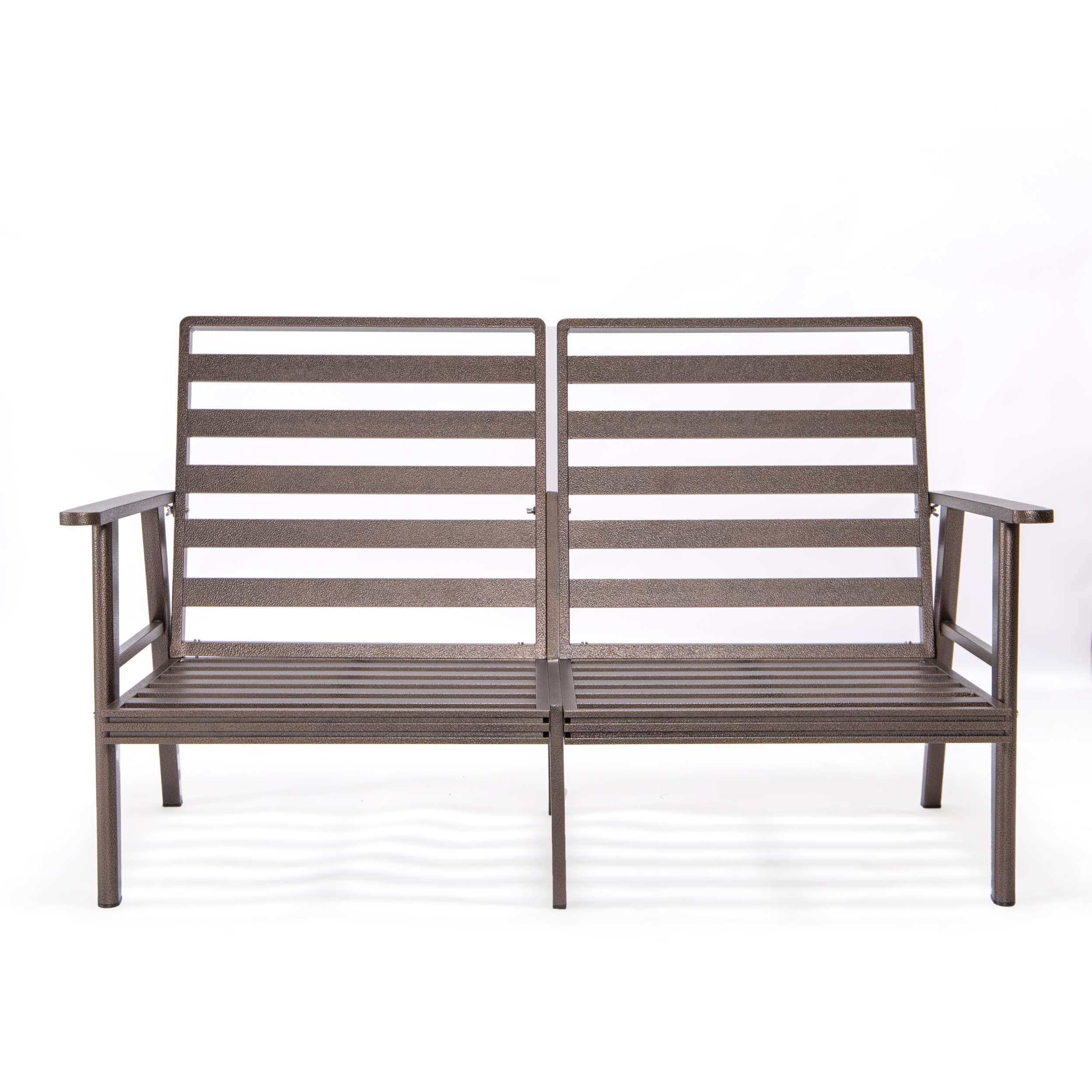 Leisuremod Walbrooke Modern Outdoor Patio Loveseat with Brown Aluminum Frame and Removable Cushions For Patio and Backyard Garden - Image 60