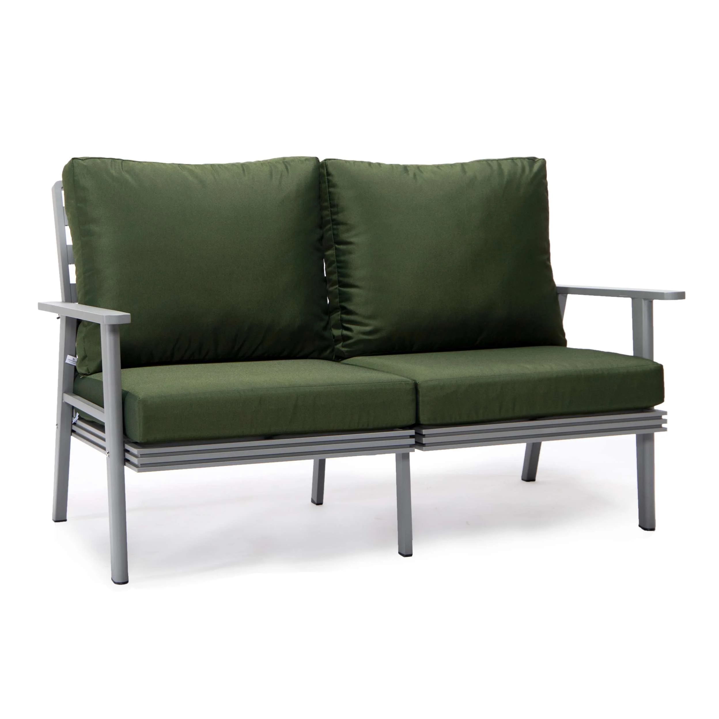 Leisuremod Walbrooke Modern Outdoor Patio Loveseat with Gray Aluminum Frame and Removable Cushions For Patio and Backyard Garden - Image 26