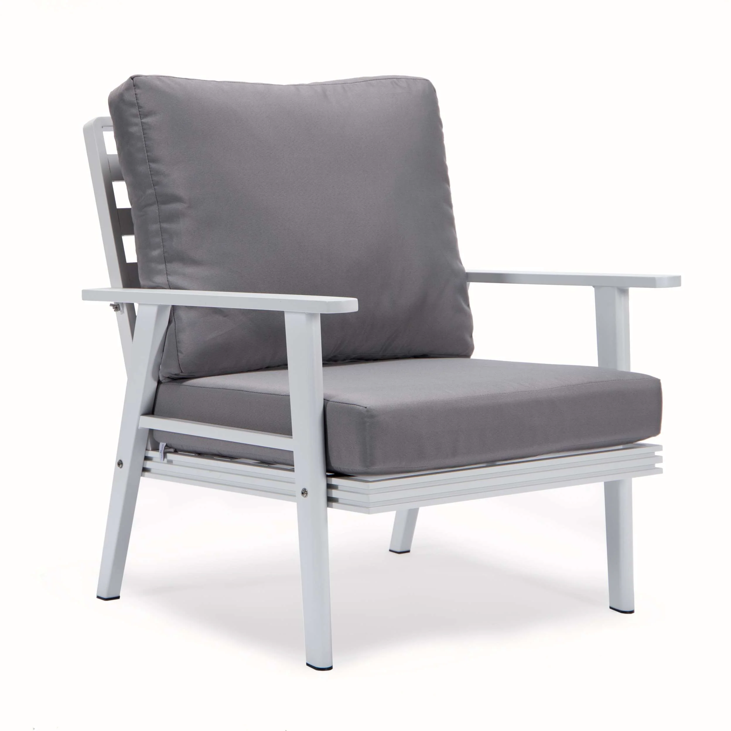 LeisureMod Walbrooke Modern White Patio Conversation With Round Fire Pit With Slats Design & Tank Holder - Image 25