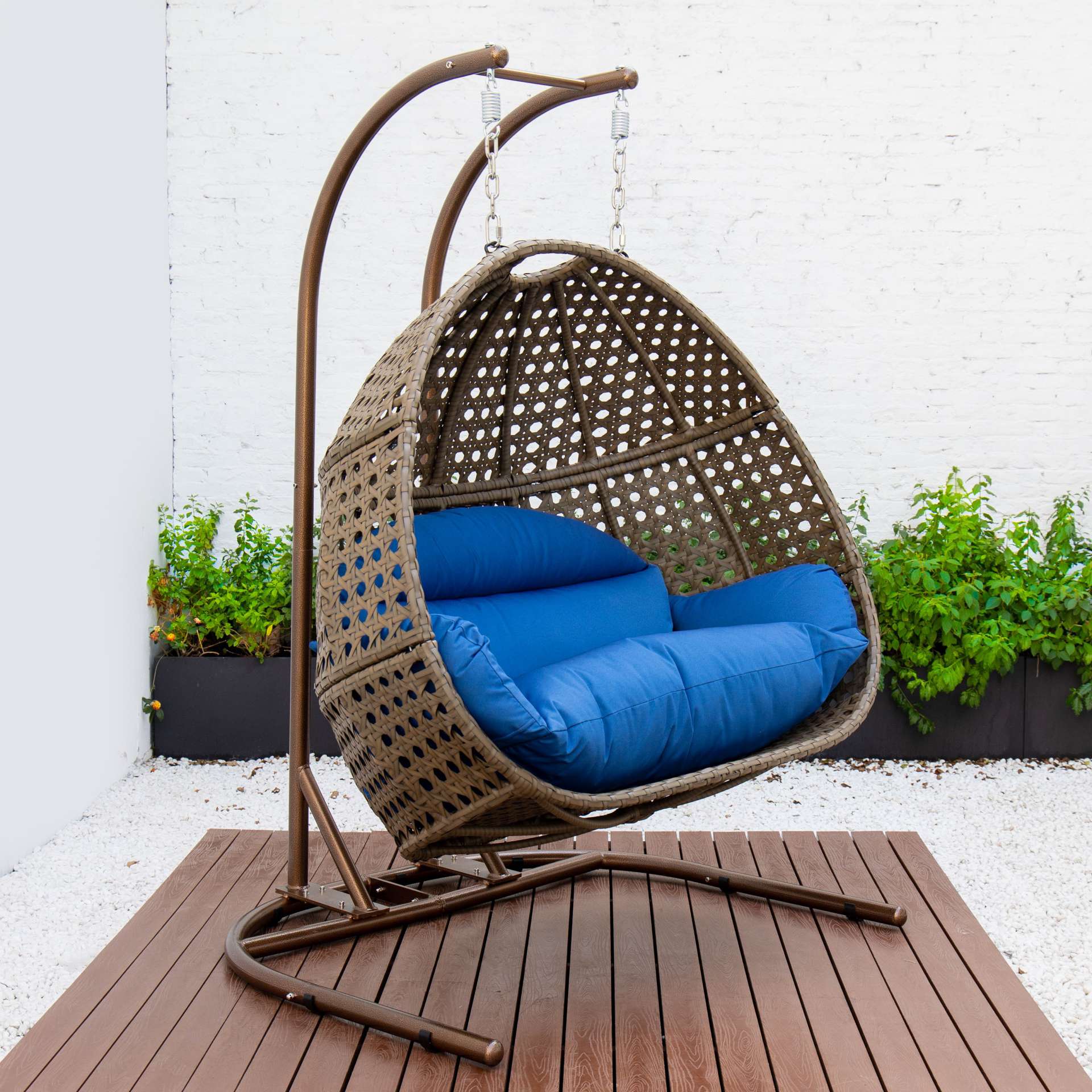 LeisureMod Wicker Hanging Double Egg Swing Chair - EKDBG-57A - Image 27