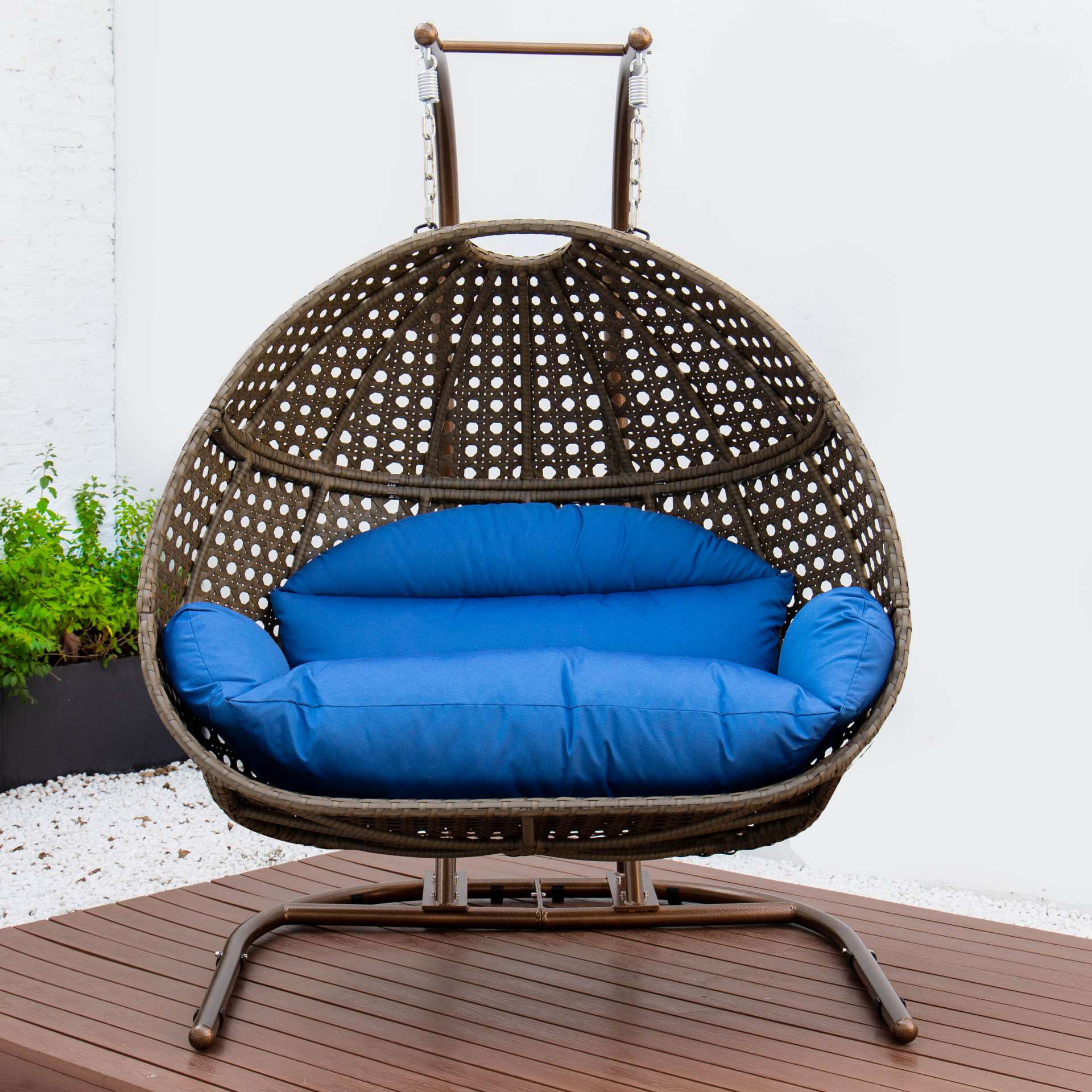 LeisureMod Wicker Hanging Double Egg Swing Chair - EKDBG-57A - Image 28