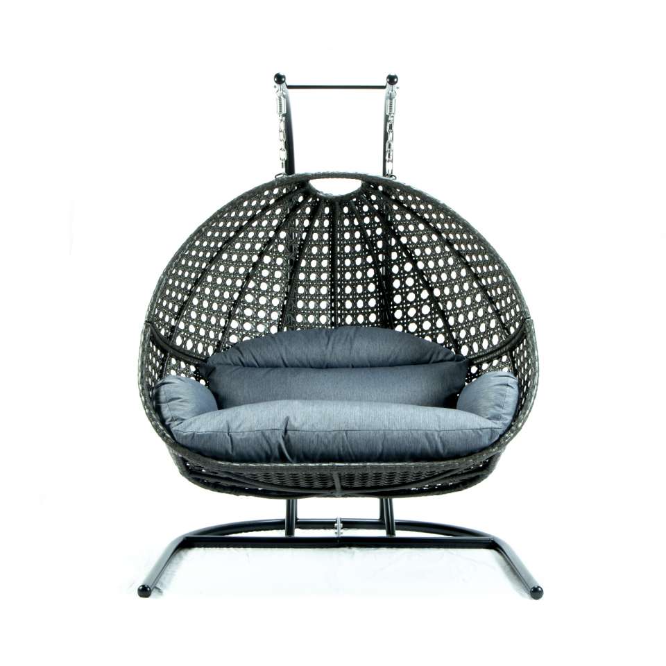 LeisureMod Wicker Hanging Double Egg Swing Chair - ESCU57CBU