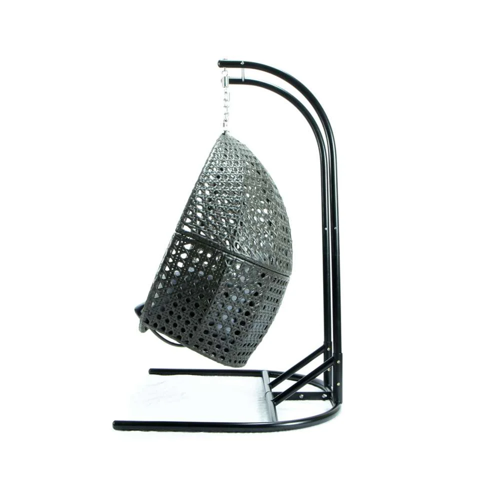 LeisureMod Wicker Hanging Double Egg Swing Chair - ESCU57CBU - Image 5