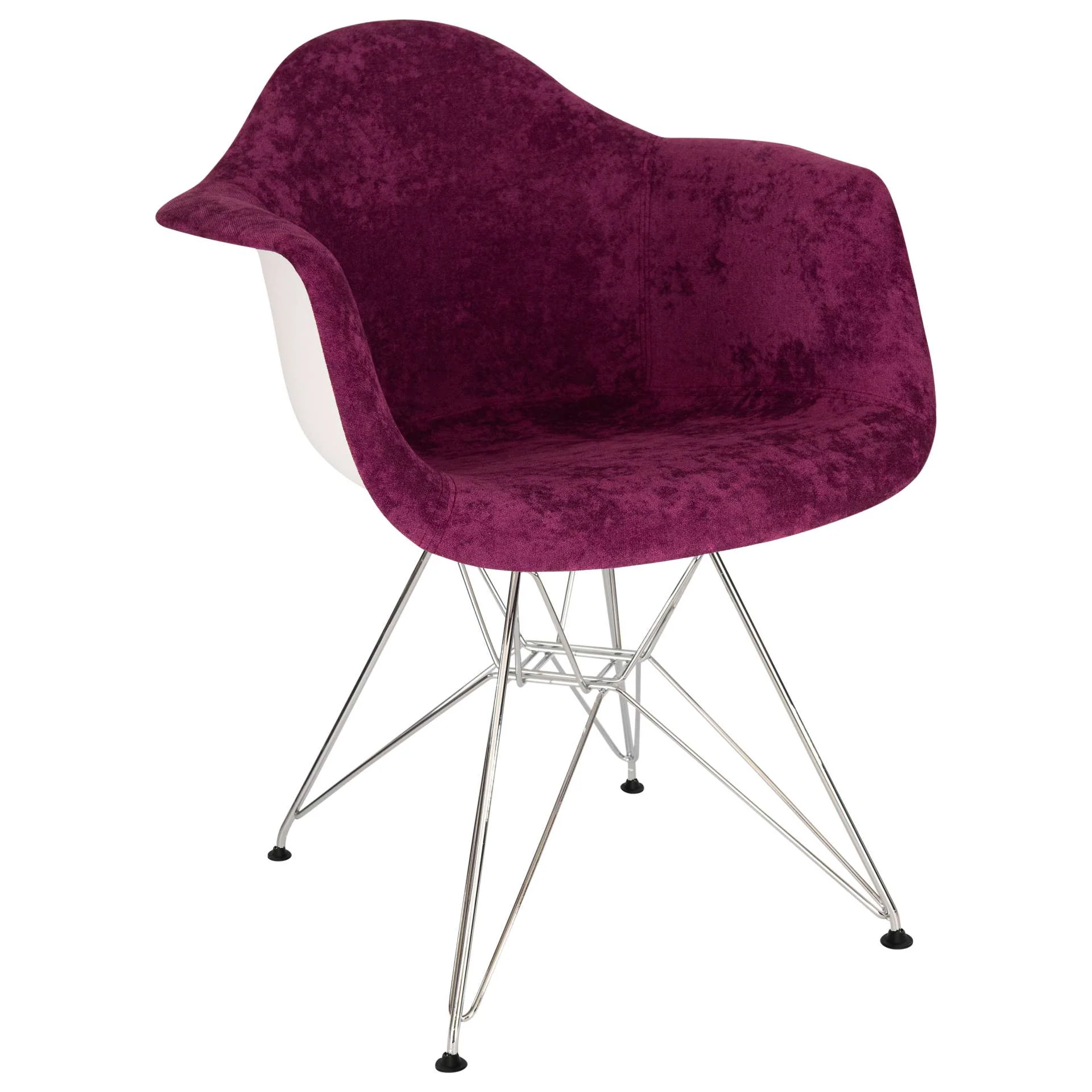 LeisureMod Willow Velvet Eiffel Metal Base Accent Chair - WM24VPR