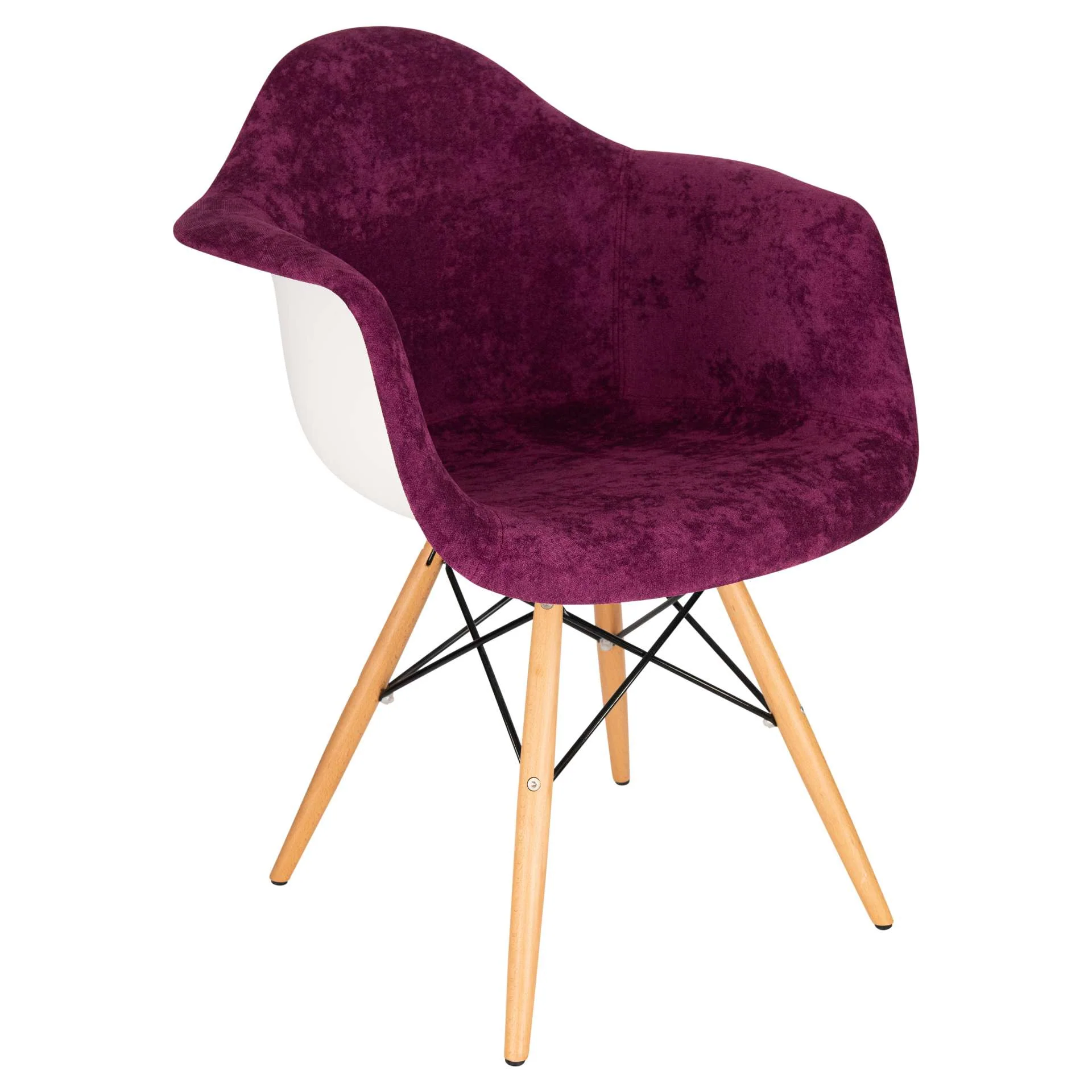 LeisureMod Willow Velvet Eiffel Wooden Base Accent Chair - W24VPR