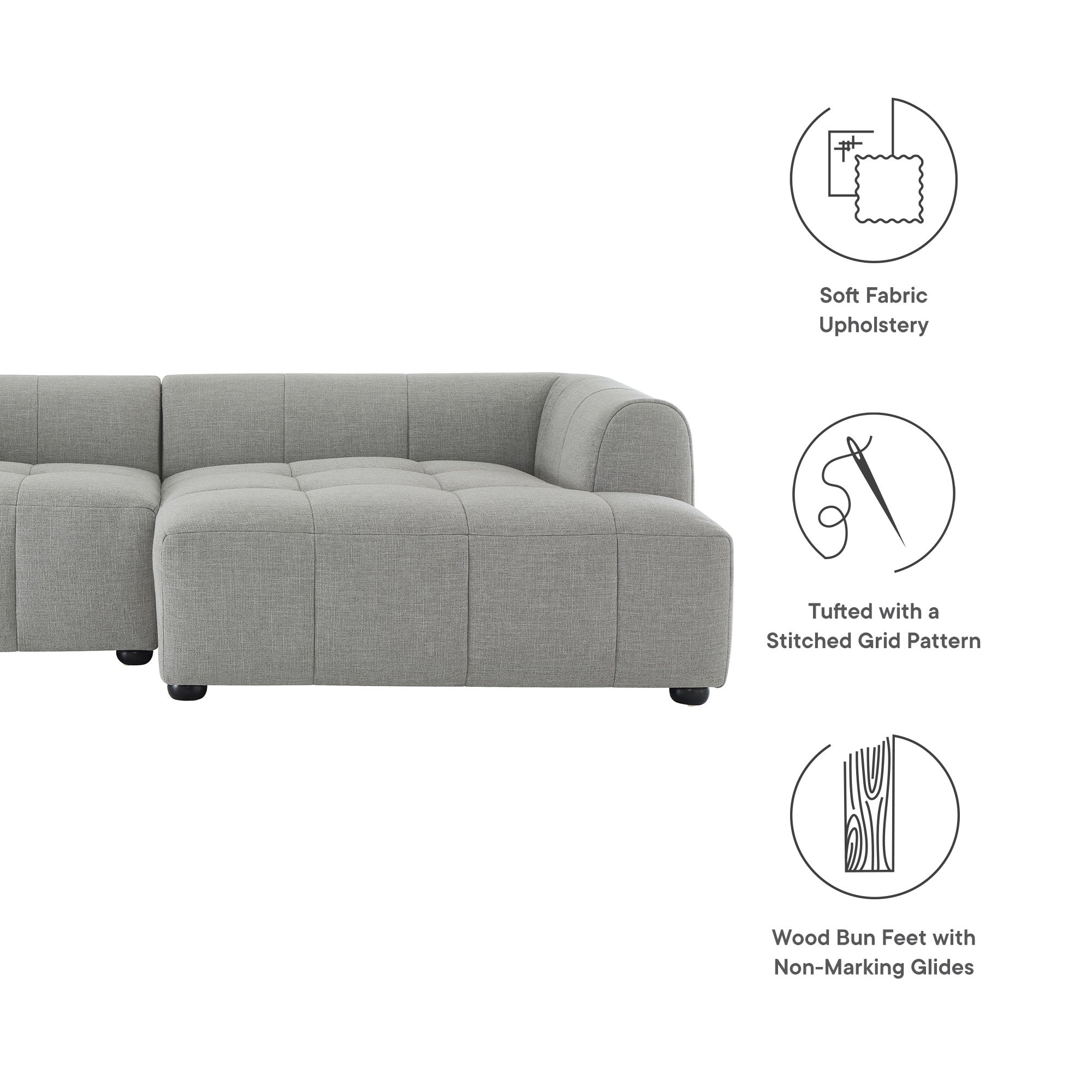 Liana Right-Facing Upholstered Fabric Modular Sofa with Chaise by Modway - Image 23