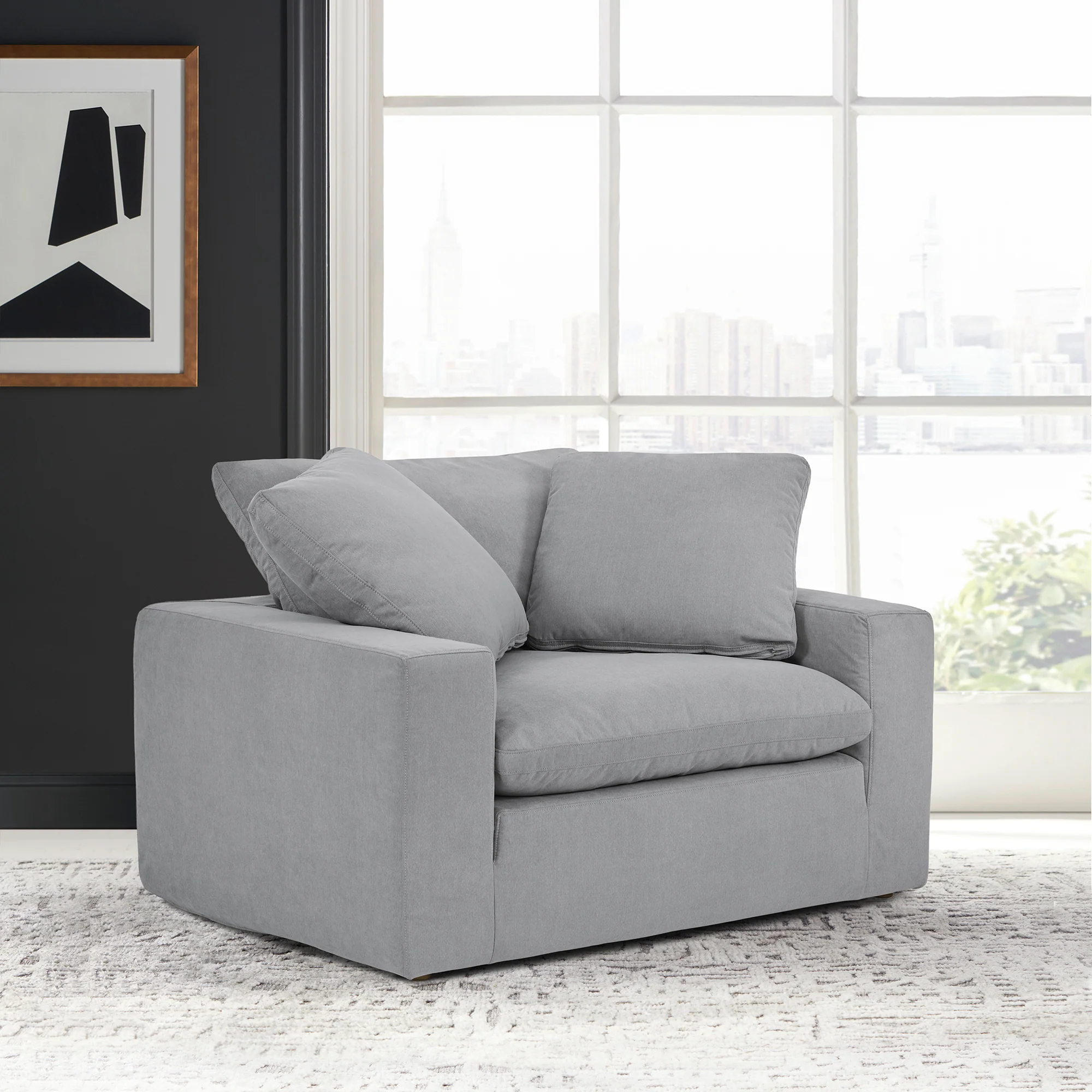 Liberty 51.5" Upholstered Chair and a Half in Slate Gray By Armen Living