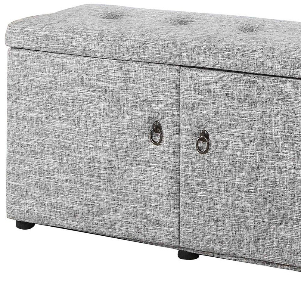 Light Gray Linen Look Double Door Shoe Storage Bench By Homeroots - Image 4