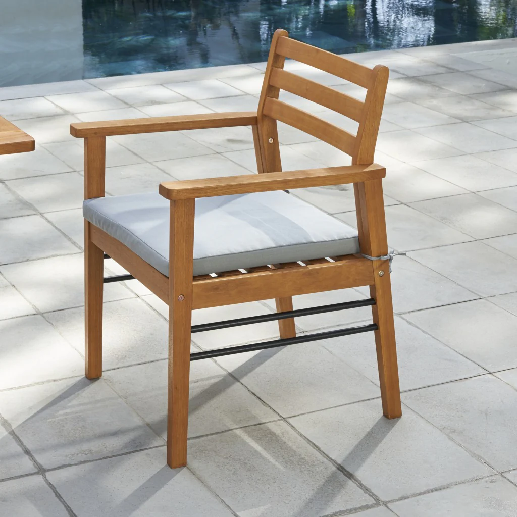 Light Wood Dining Chair with Metal Supports By Homeroots