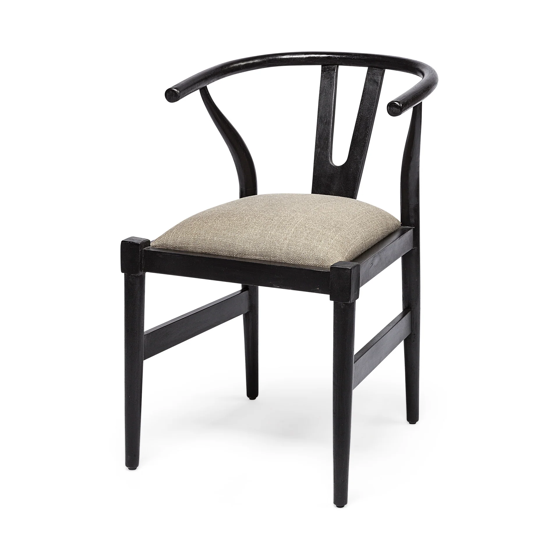 Linen Seat With Black Wooden Base Dining Chair By Homeroots