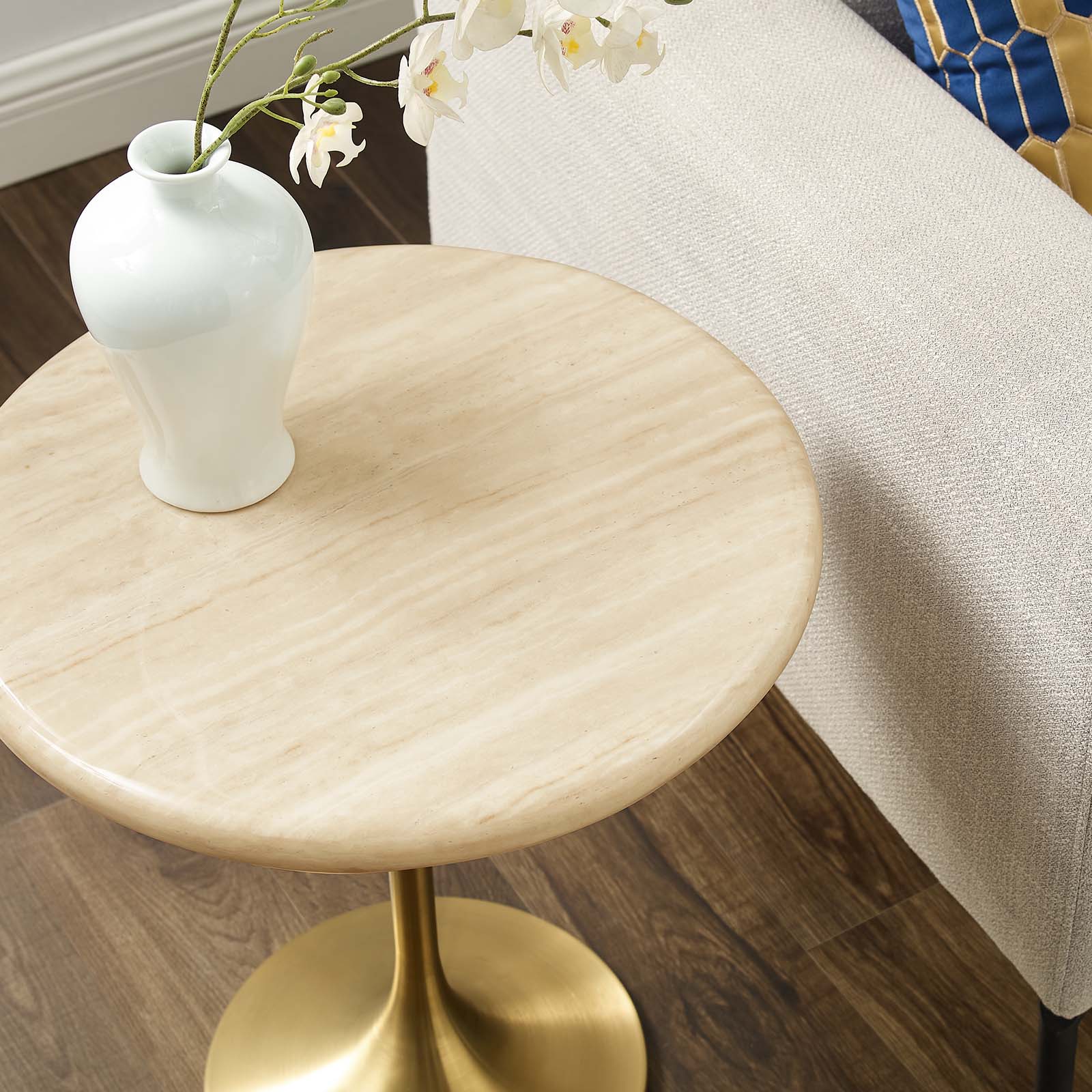 Lippa 20" Round Artificial Travertine Side Table By Modway - EEI-6746 - Image 8