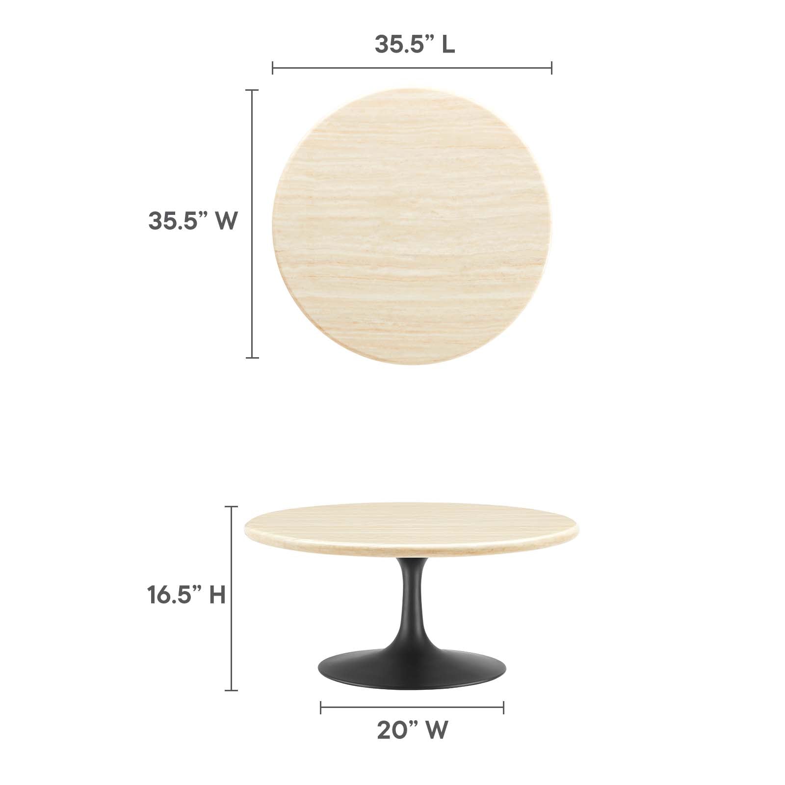 Lippa 36” Round Artificial Travertine Coffee Table By Modway - EEI-6751 - Image 6