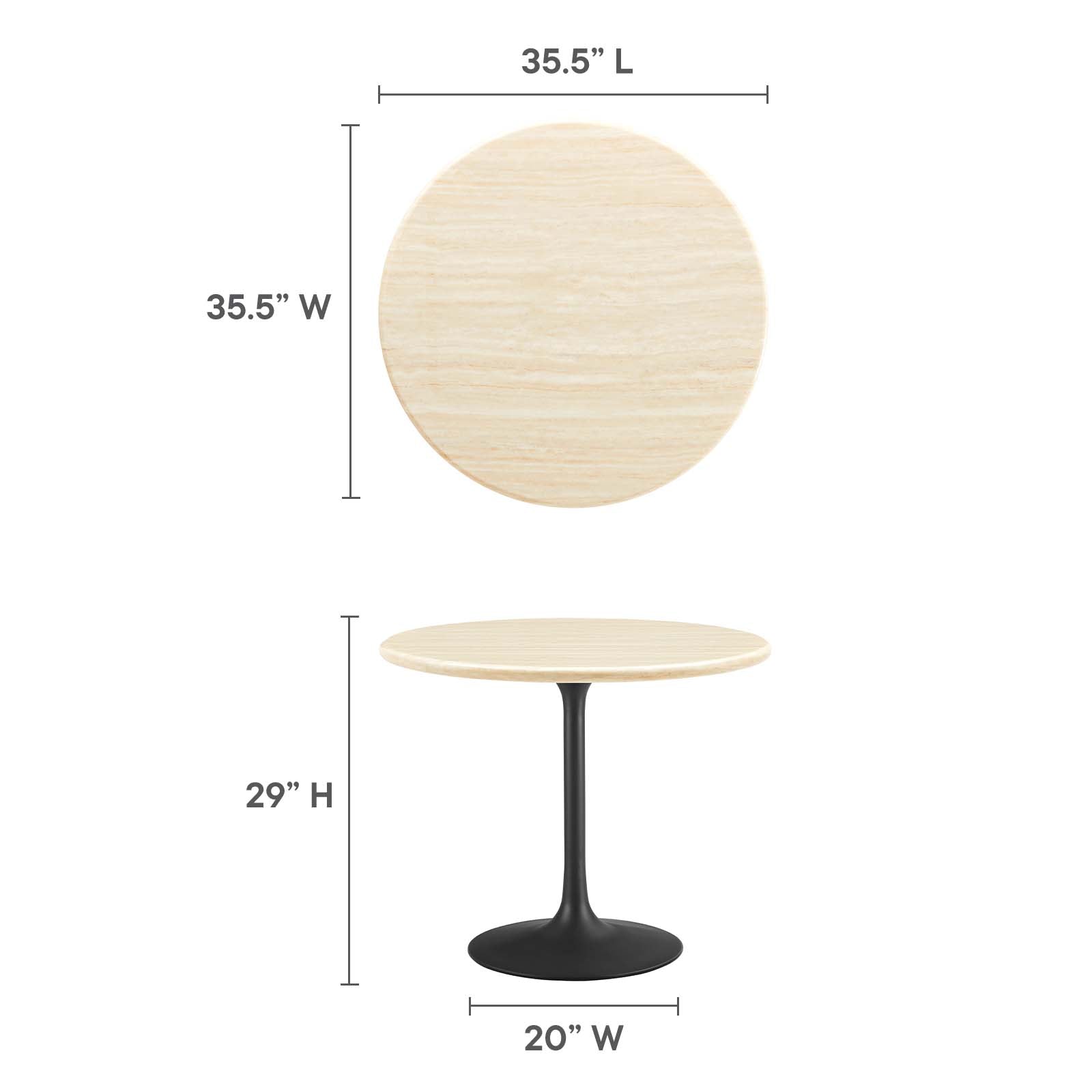 Lippa 36” Round Artificial Travertine Dining Table By Modway - EEI-6750 - Image 6