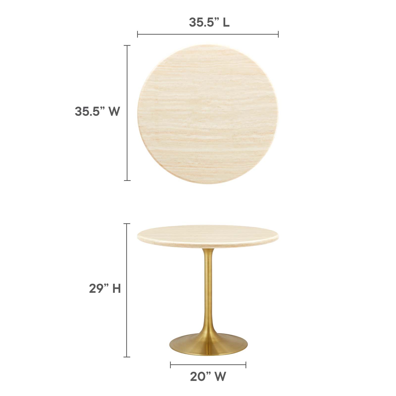 Lippa 36” Round Artificial Travertine Dining Table By Modway - EEI-6752 - Image 6