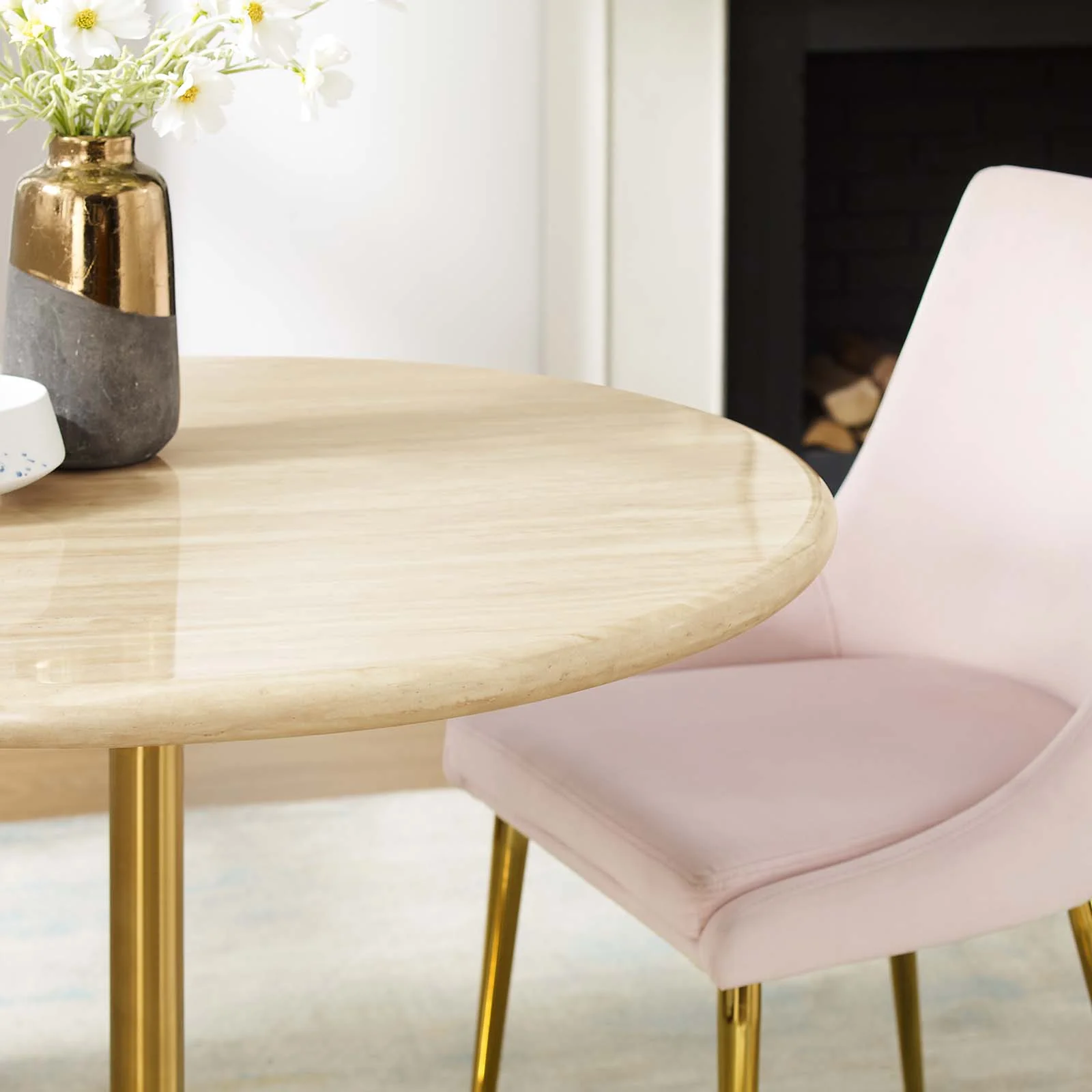 Lippa 36” Round Artificial Travertine Dining Table By Modway - EEI-6752 - Image 8