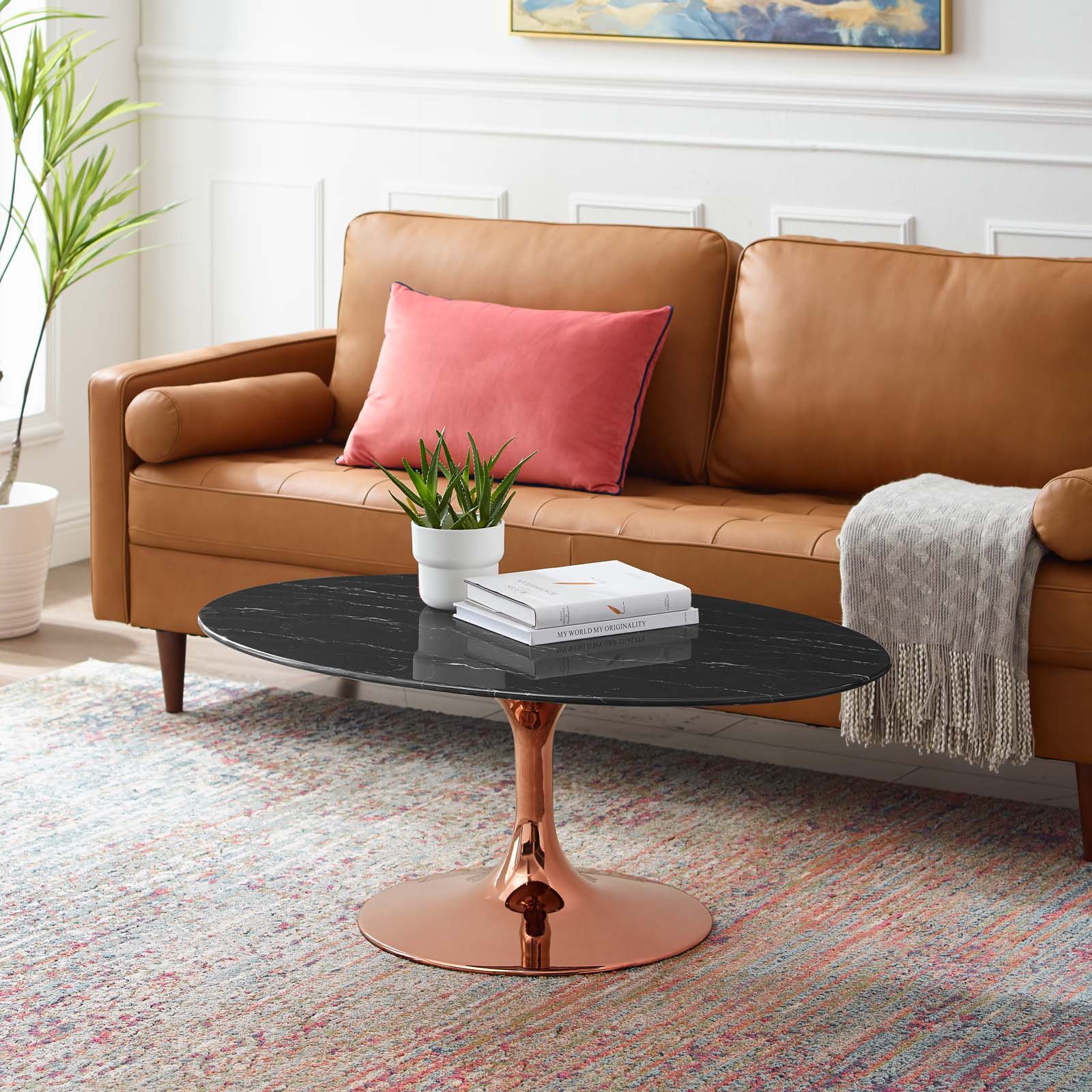 Lippa 42" Oval Artificial Marble Coffee Table By Modway - EEI-5282