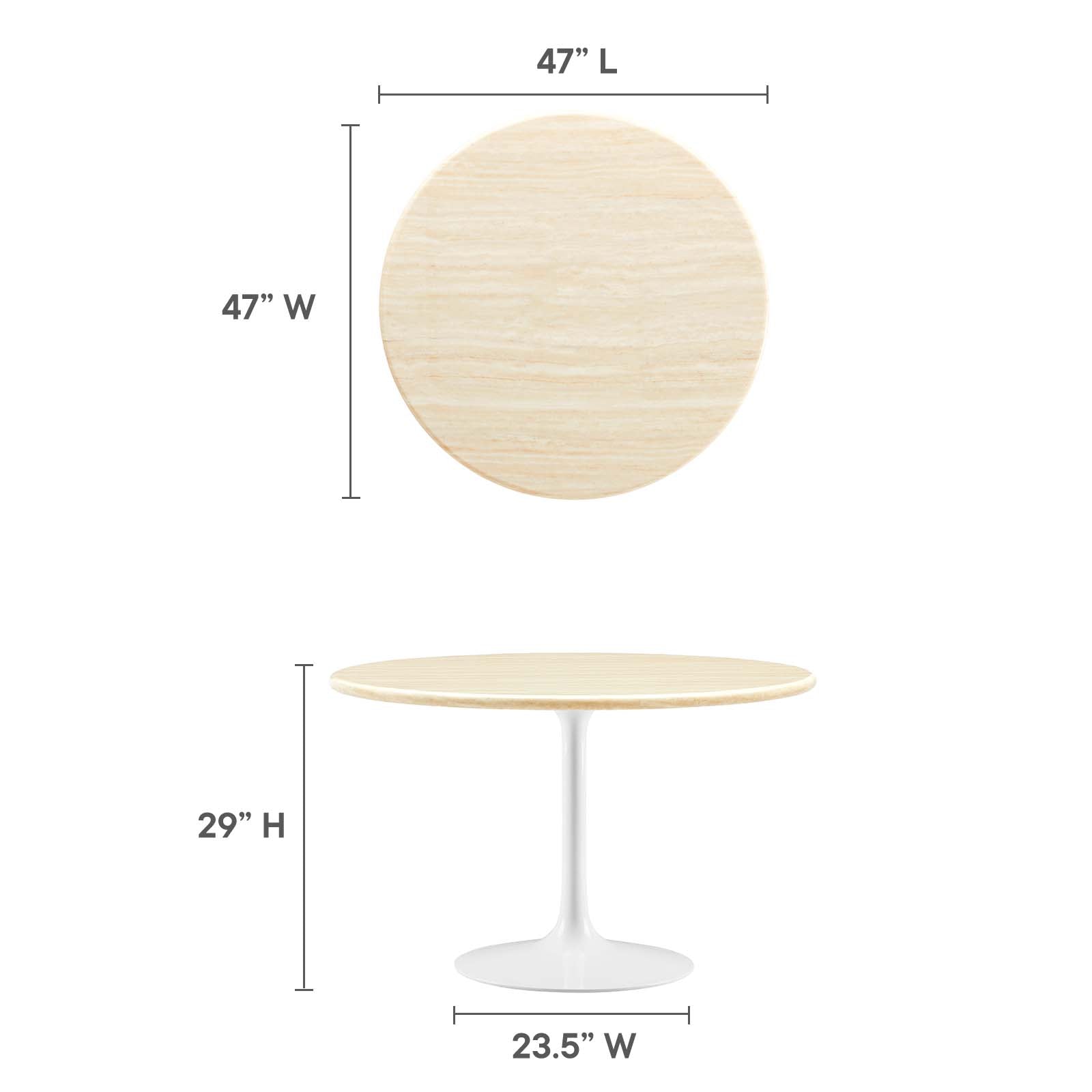 Lippa 48" Round Artificial Travertine Dining Table By Modway - EEI-6754 - Image 6