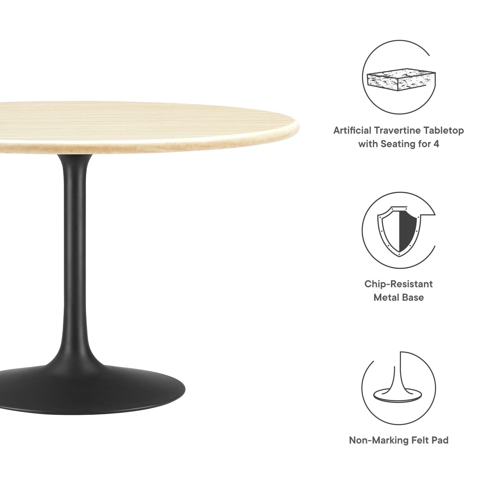 Lippa 48" Round Artificial Travertine Dining Table By Modway - EEI-6755 - Image 5
