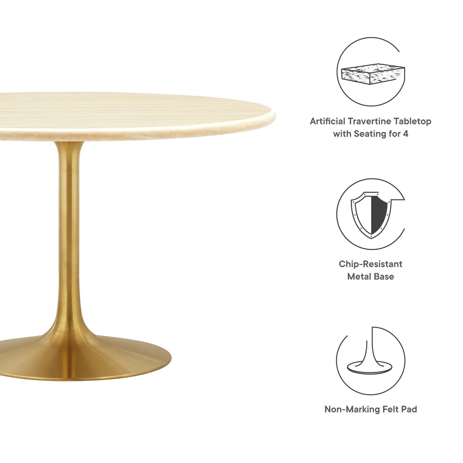 Lippa 48" Round Artificial Travertine Dining Table By Modway - EEI-6756 - Image 5