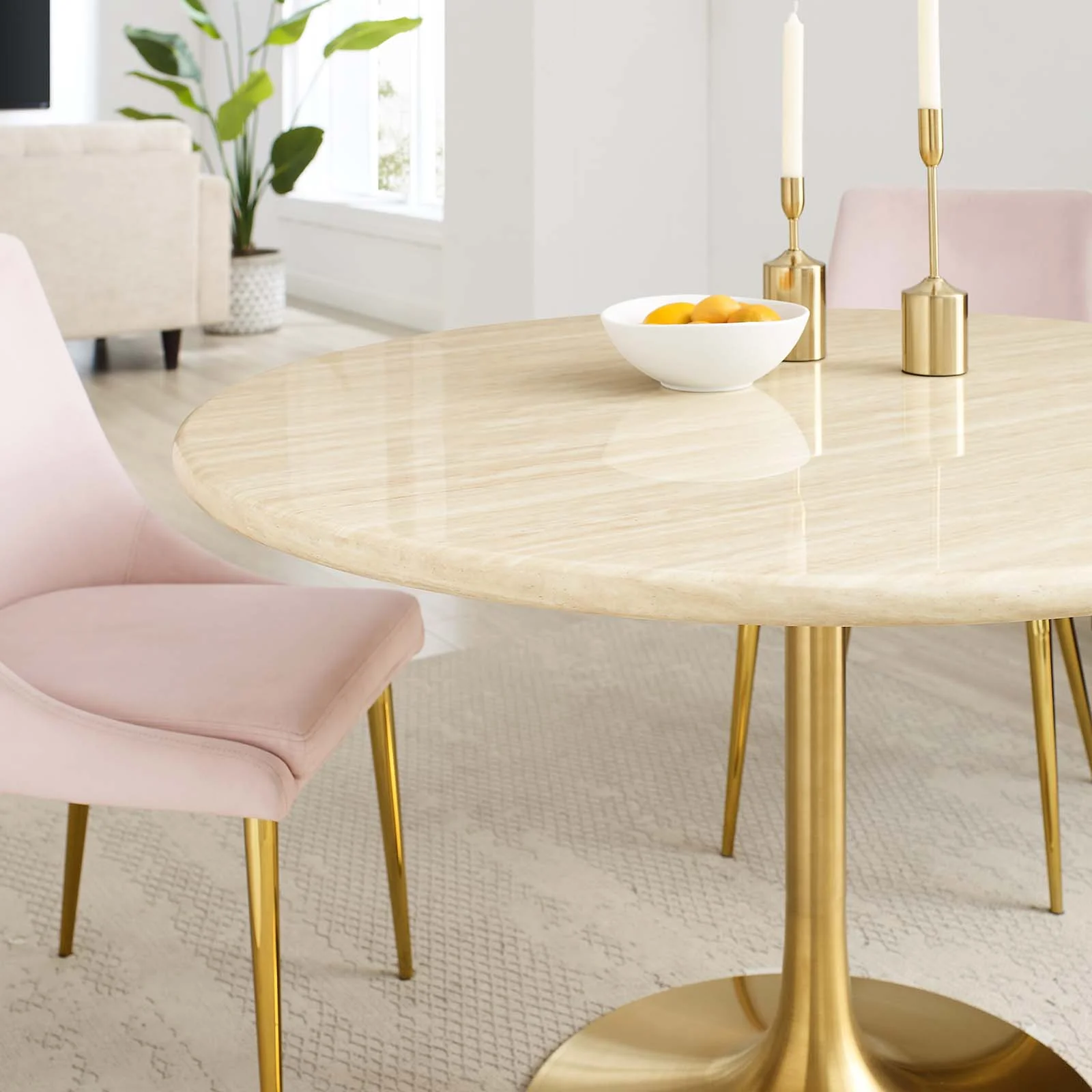 Lippa 48" Round Artificial Travertine Dining Table By Modway - EEI-6756 - Image 8