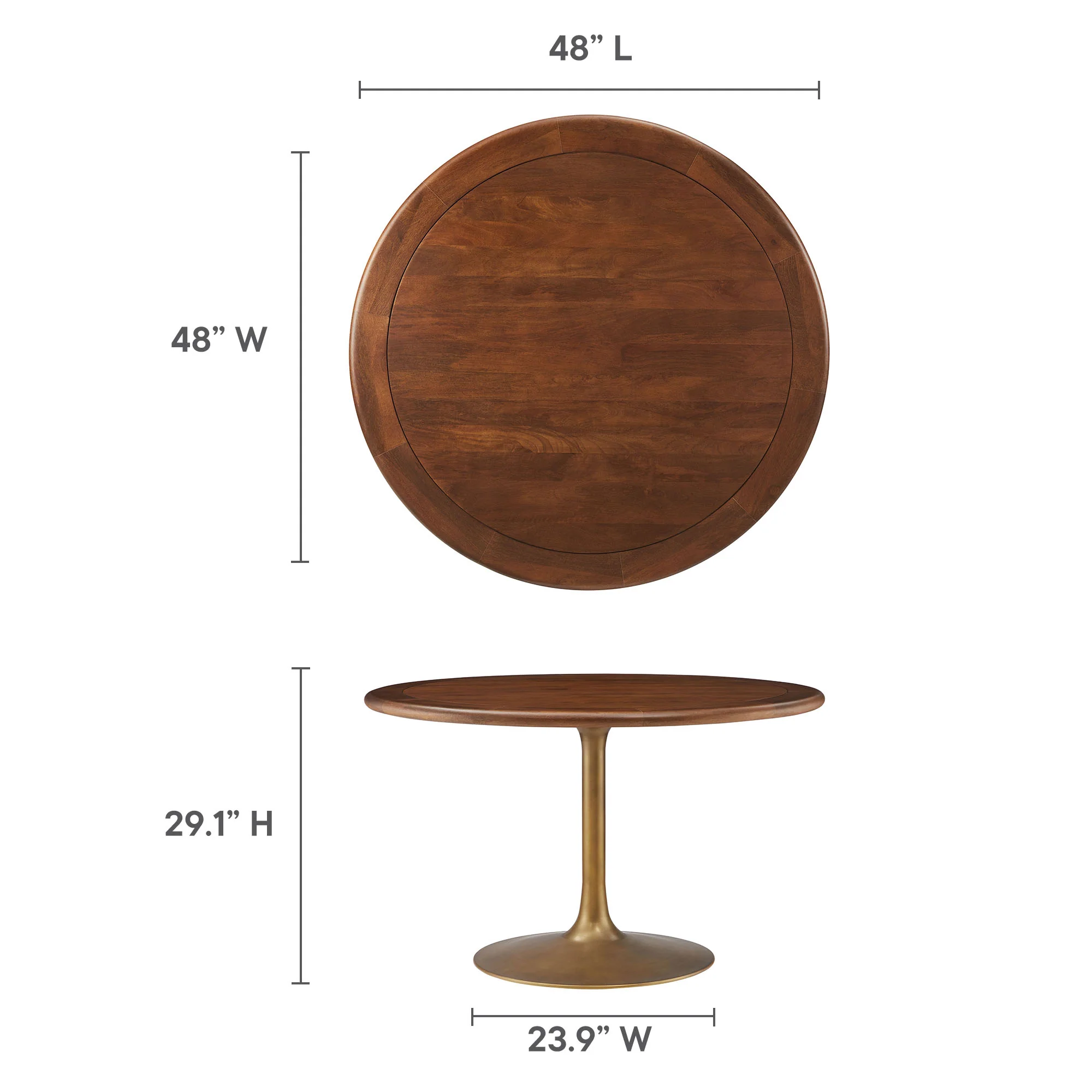 Lippa 48" Round Pedestal Solid Wood Dining Table by Modway - Image 14