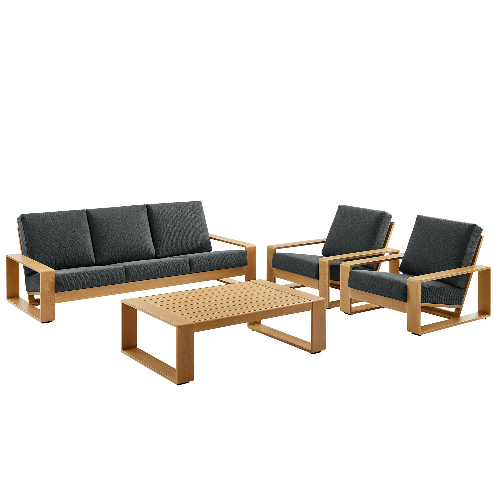 Lirienne 4-Piece Outdoor Patio Aluminum Faux Wood Furniture Set by Modway - Image 2