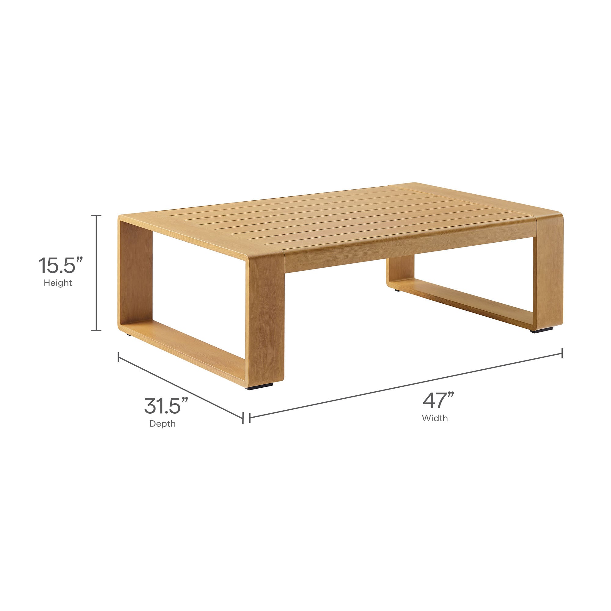 Lirienne Outdoor Patio Aluminum Faux Wood Coffee Table by Modway - Image 9