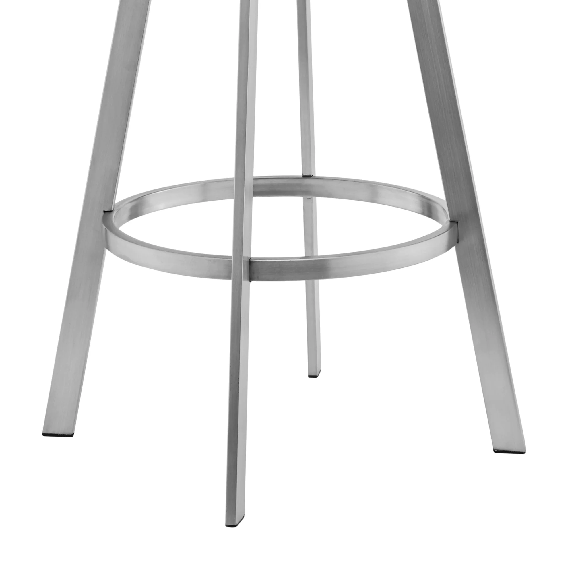 Livingston 30" Gray Faux Leather and Brushed Stainless Steel Swivel Bar Stool By Armen Living - Image 6