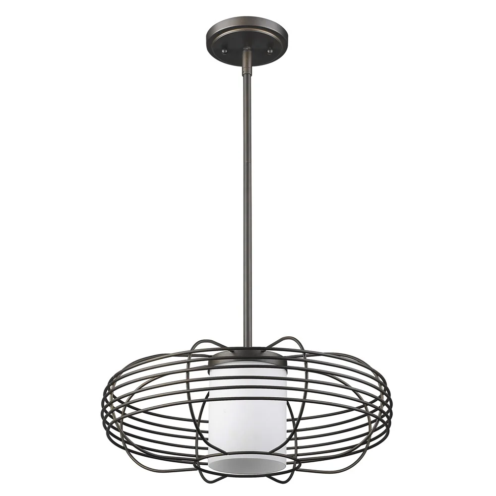 Loft 1-Light Oil-Rubbed Bronze Wire Globe Pendant With Etched Glass Interior Shade By Homeroots