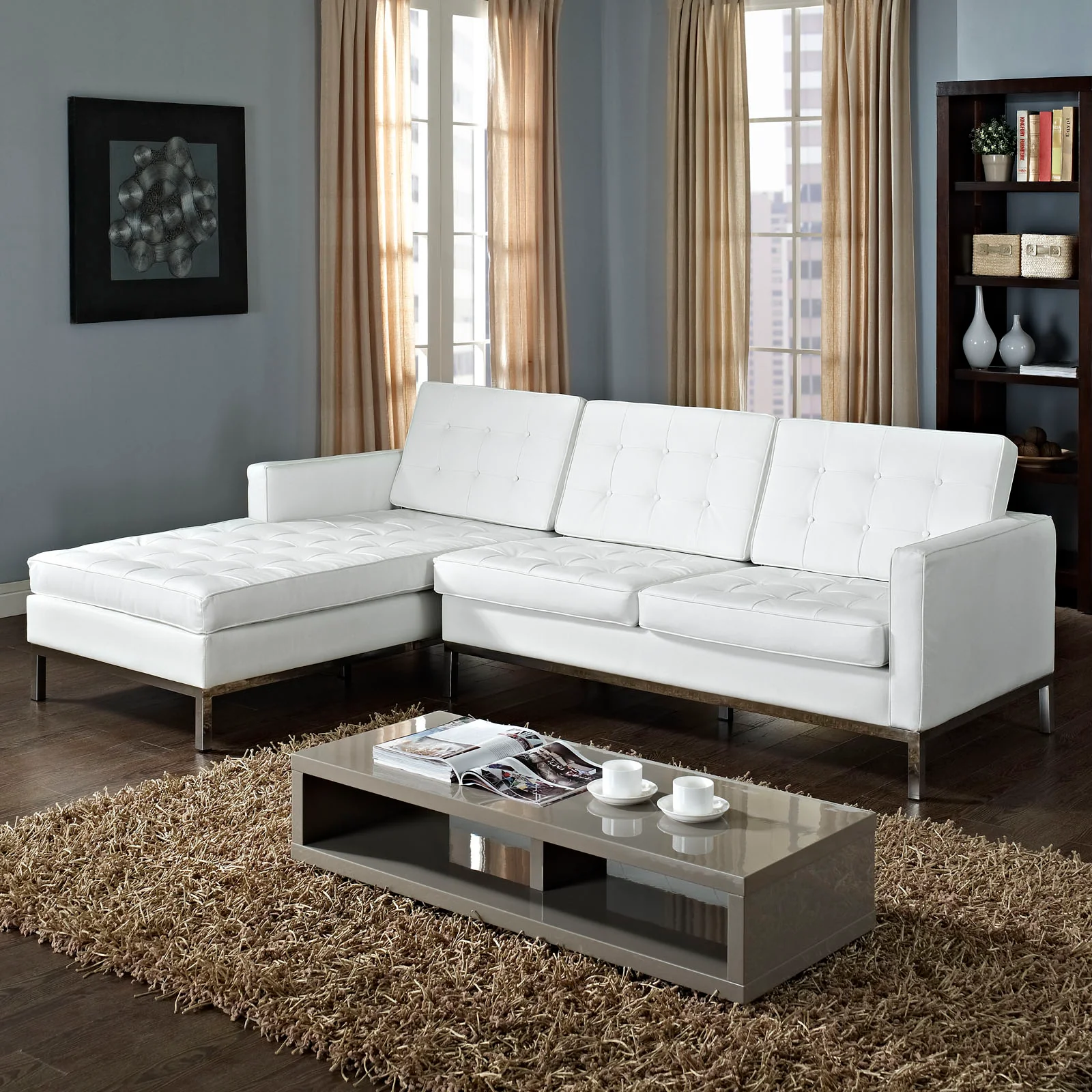 Loft Left-Facing Leather Sectional Sofa By Modway - EEI-1046