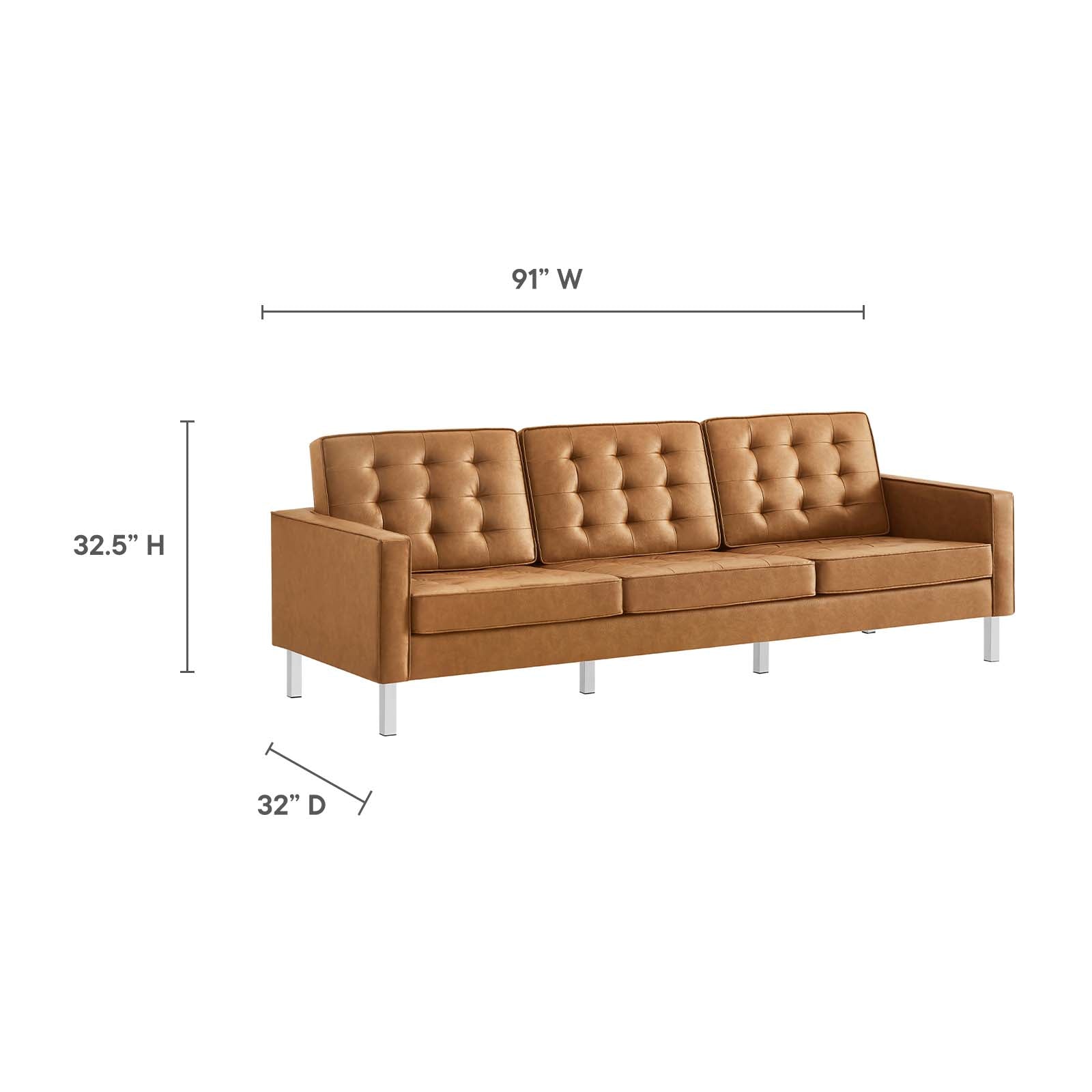 Loft Tufted Vegan Leather Sofa and Ottoman Set By Modway - EEI-6410 - Image 20