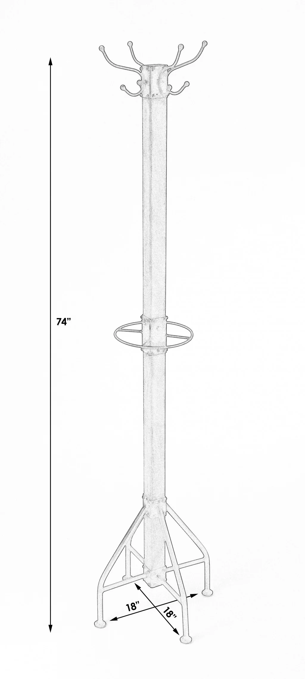Logan Square White Wood Coat Rack Tree By Homeroots - Image 6