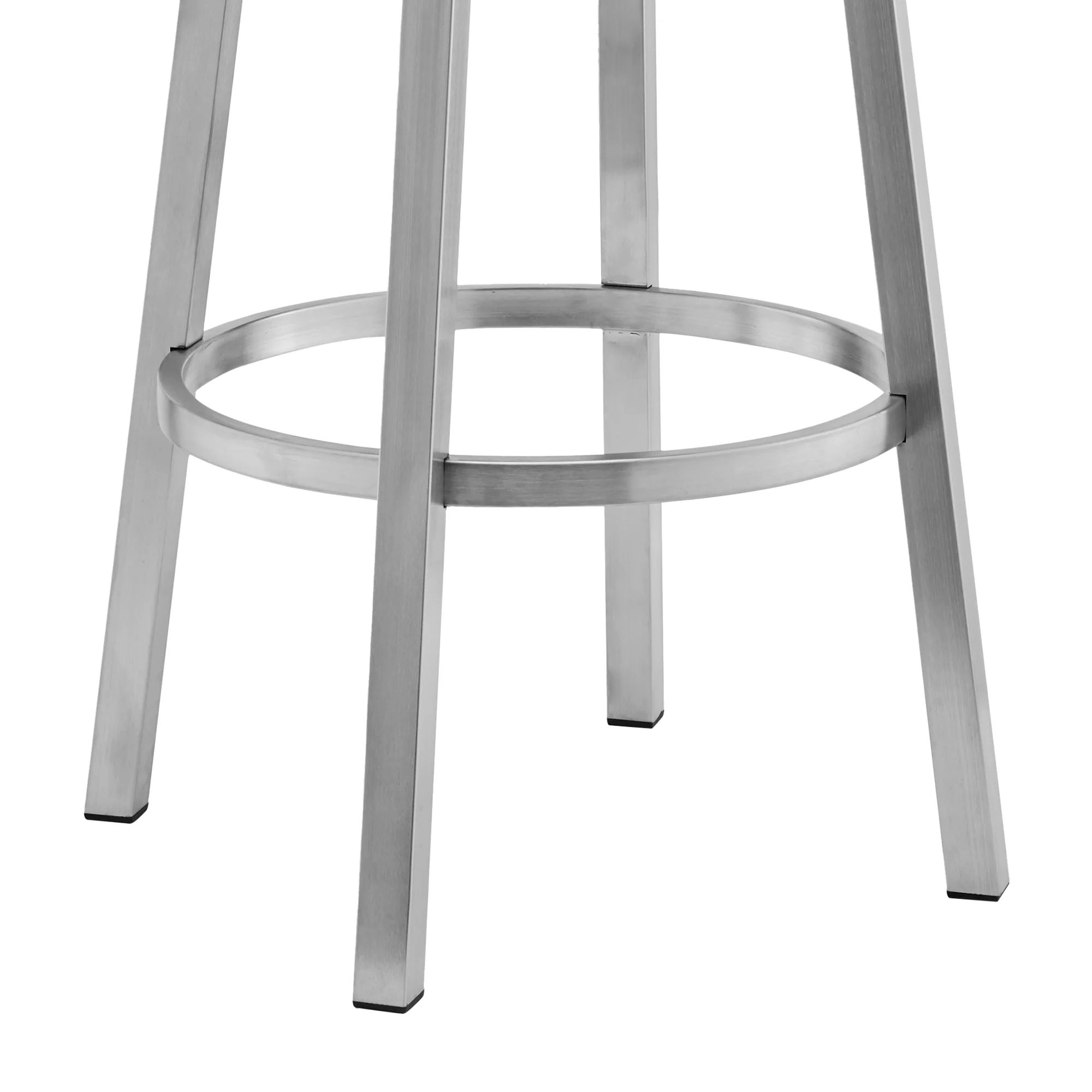 Lorin 26" Black Faux Leather and Brushed Stainless Steel Swivel Bar Stool By Armen Living - Image 7