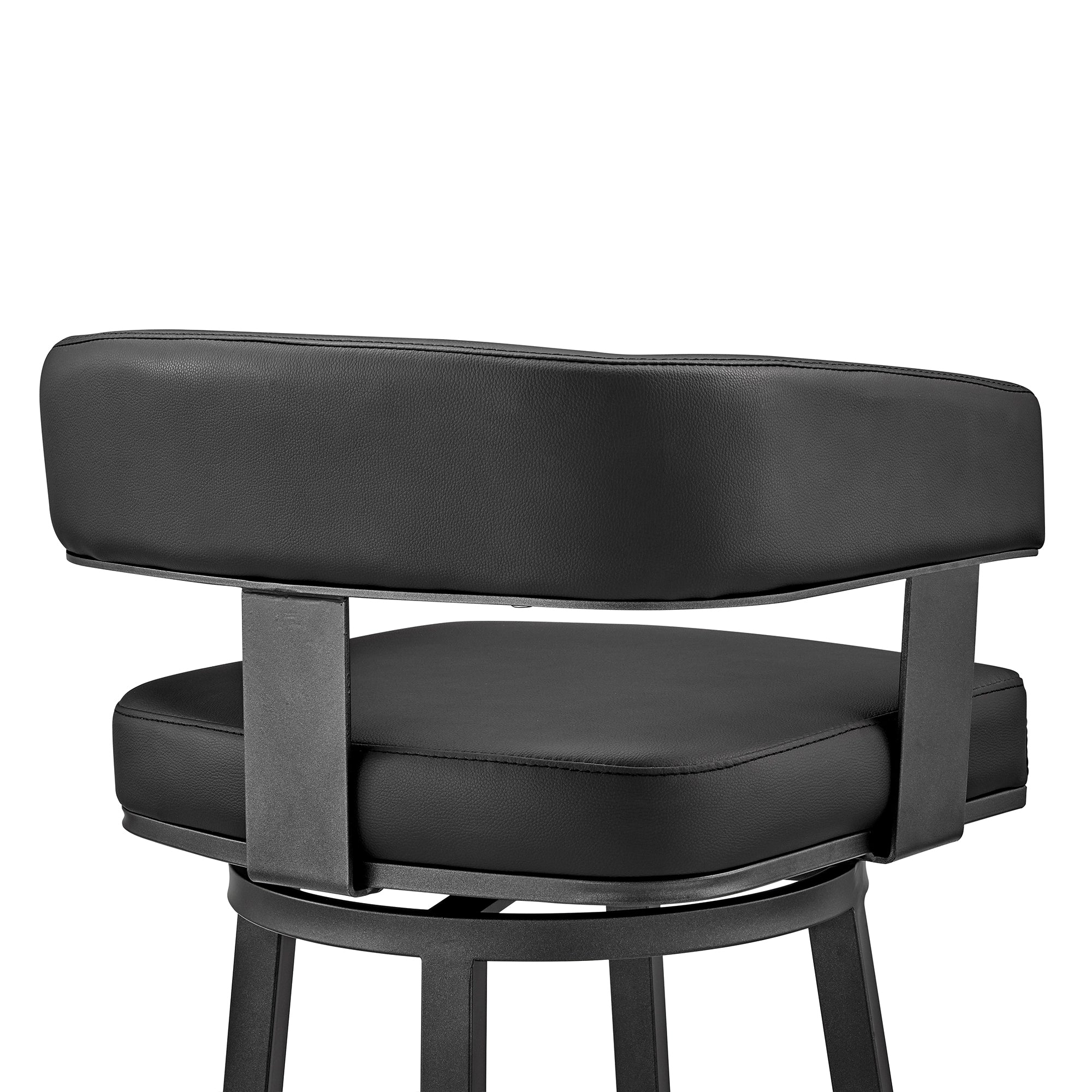 Lorin 30" Bar Height Swivel Bar Stool in Black Finish and Black Faux Leather By Armen Living - Image 9