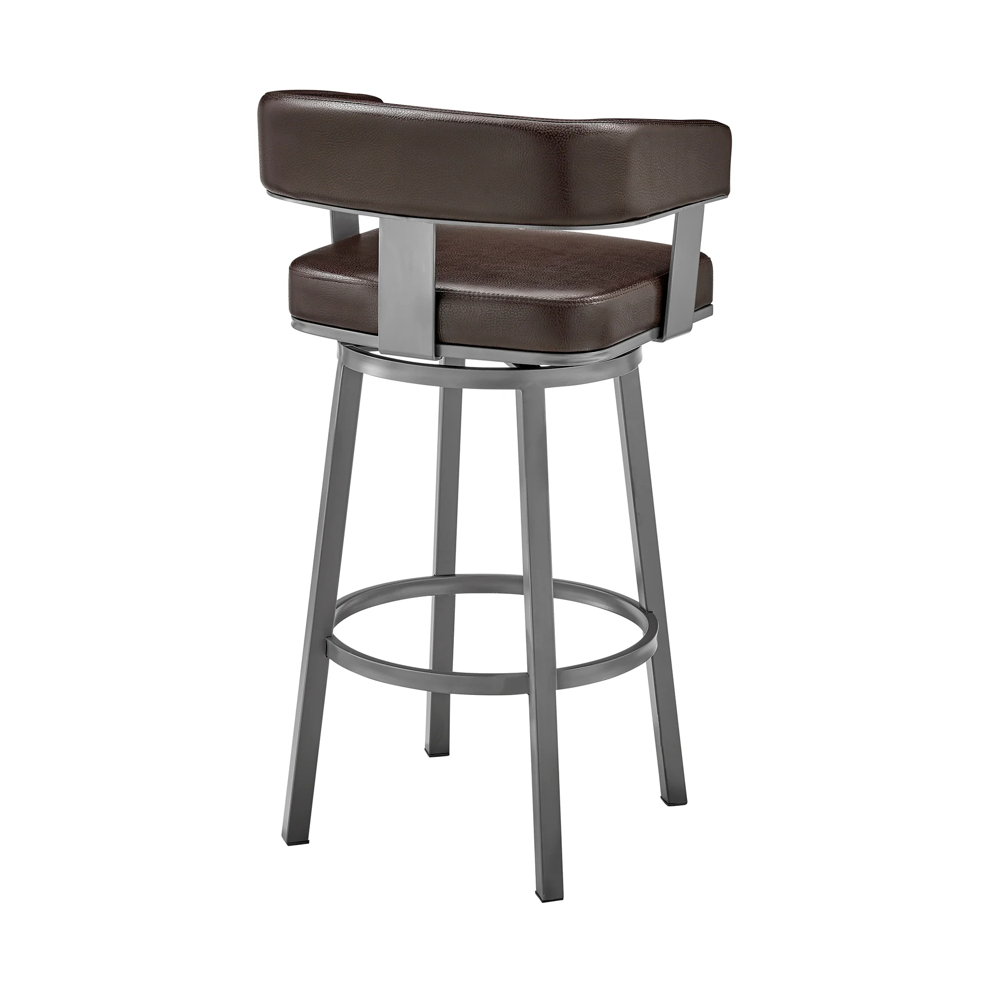 Lorin 30" Bar Height Swivel Bar Stool in Java Brown Finish and Chocolate Faux Leather By Armen Living - Image 4