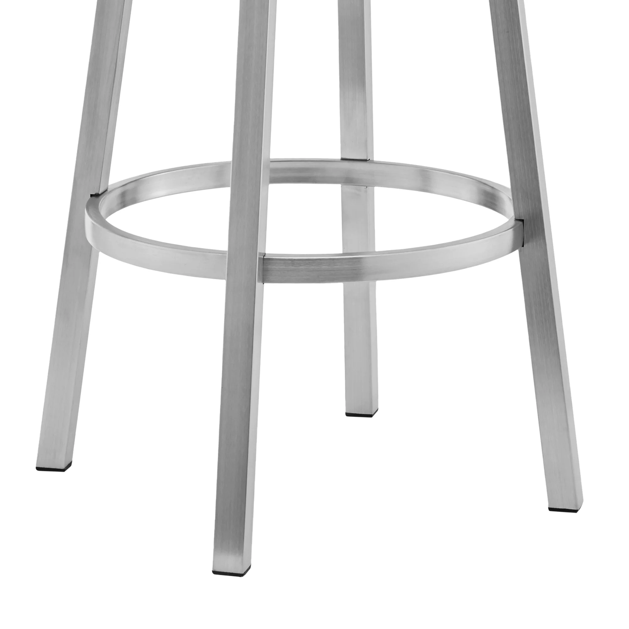Lorin 30" White Faux Leather and Brushed Stainless Steel Swivel Bar Stool By Armen Living - Image 7