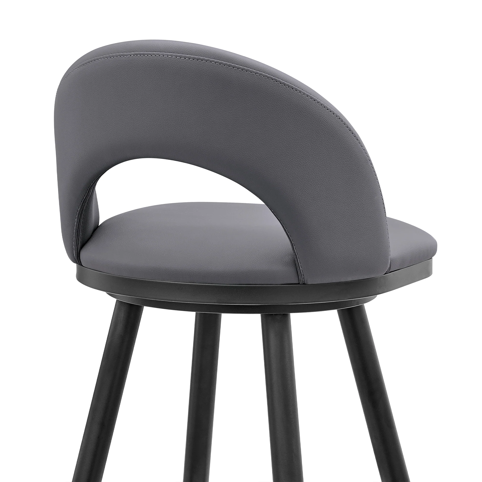 Lottech Swivel Counter Stool in Black Metal and Grey Faux Leather By Armen Living - Image 10