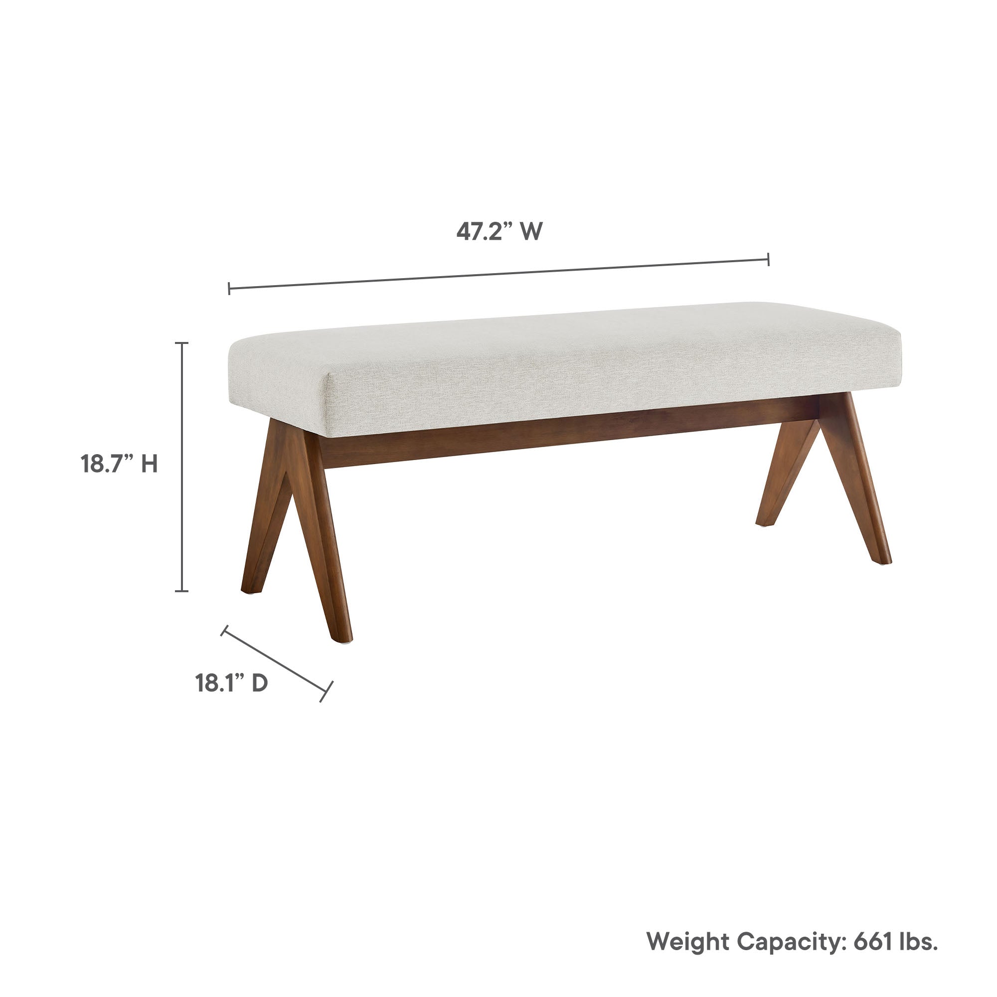 Lyra 47" Fabric Upholstered Bench by Modway - Image 27