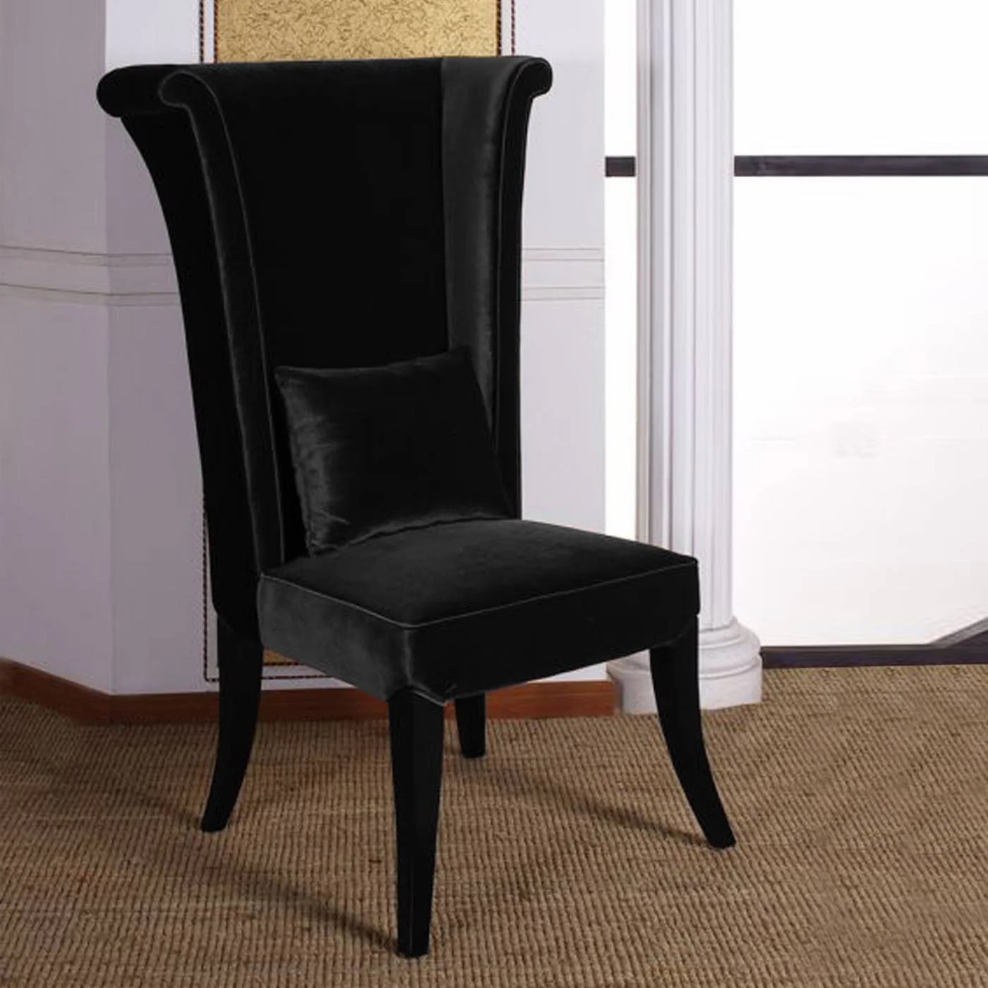 Mad Hatter Dining Chair In Black Rich Velvet By Armen Living