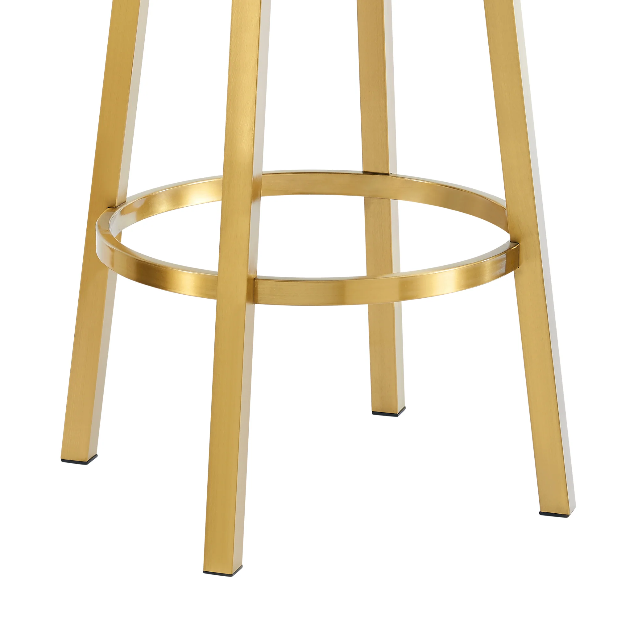 Madrid 30" Swivel Bar Stool in Gold Brushed Stainless Steel with Vintage Coffee Faux Leather By Armen Living - Image 8
