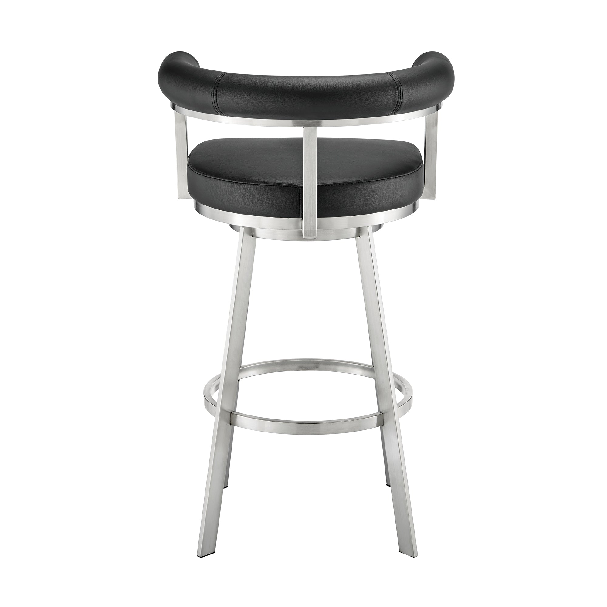 Magnolia 26" Swivel Counter Stool in Black Metal with Brown Faux Leather By Armen Living - Image 15
